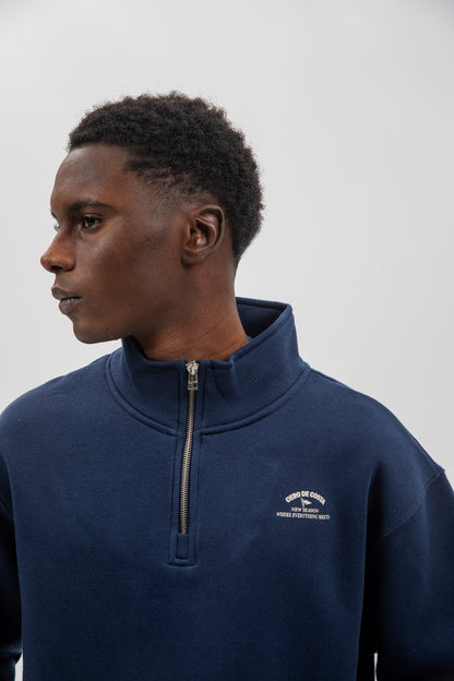 NAVY/BEIGE "PONTEVEDRA" SWEATSHIRT WITH HALF ZIP