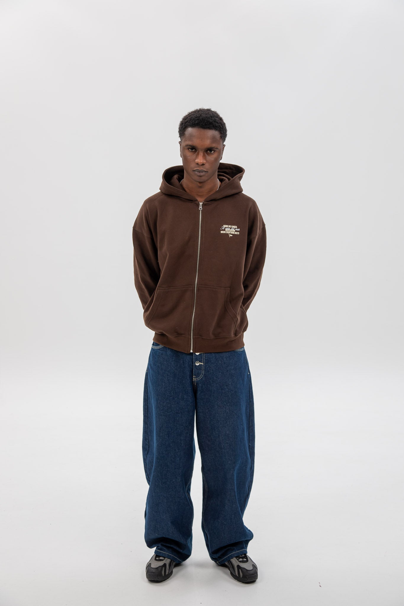 BROWN/BEIGE "A CORUÑA" ZIP-UP HOODIE