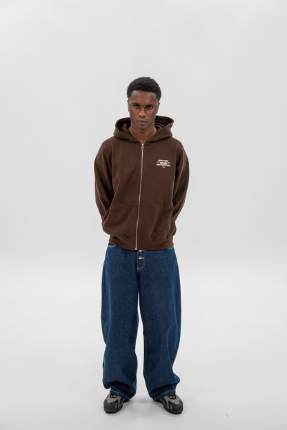 BROWN/BEIGE "A CORUÑA" ZIP-UP HOODIE