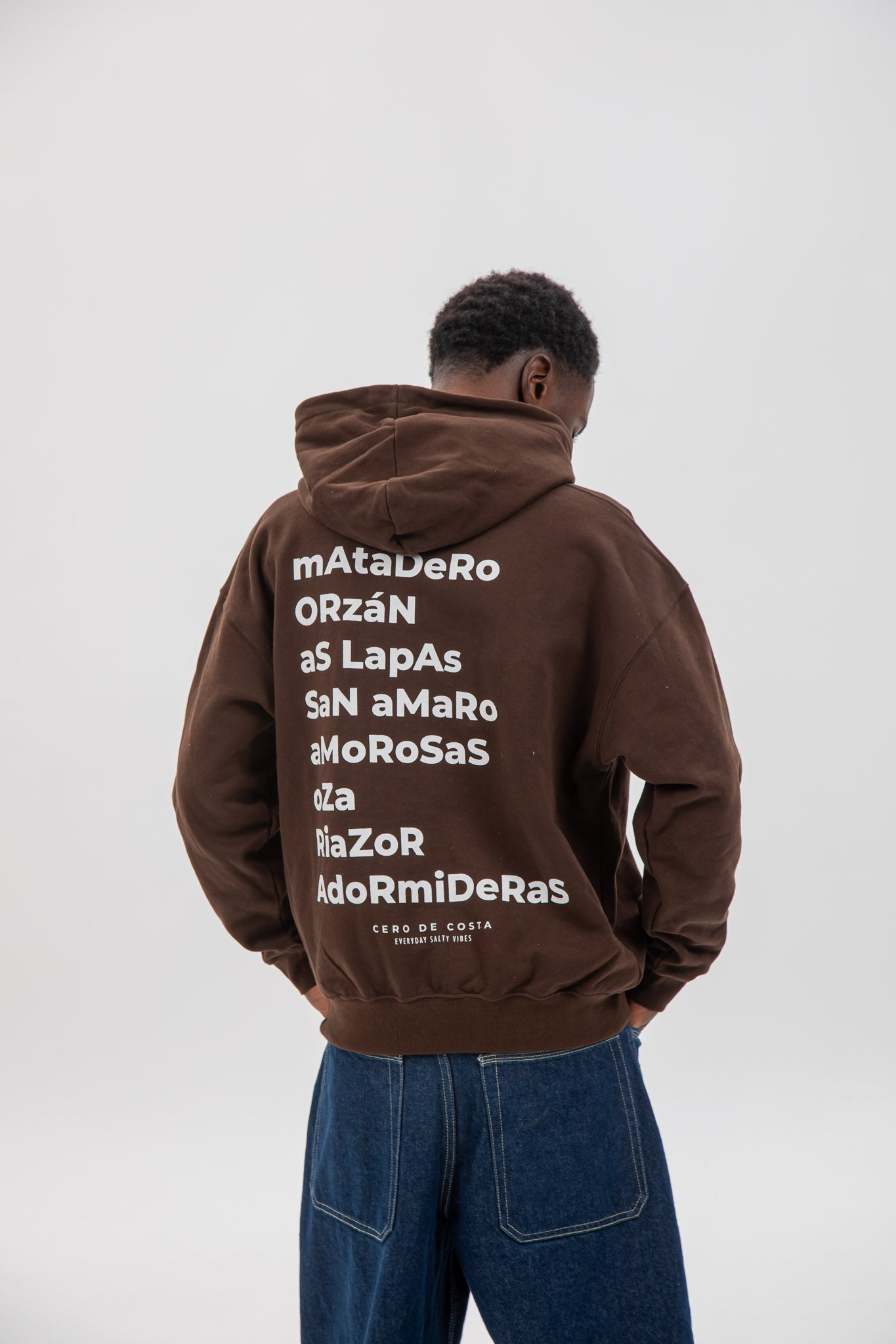 BROWN/BEIGE "A CORUÑA" ZIP-UP HOODIE