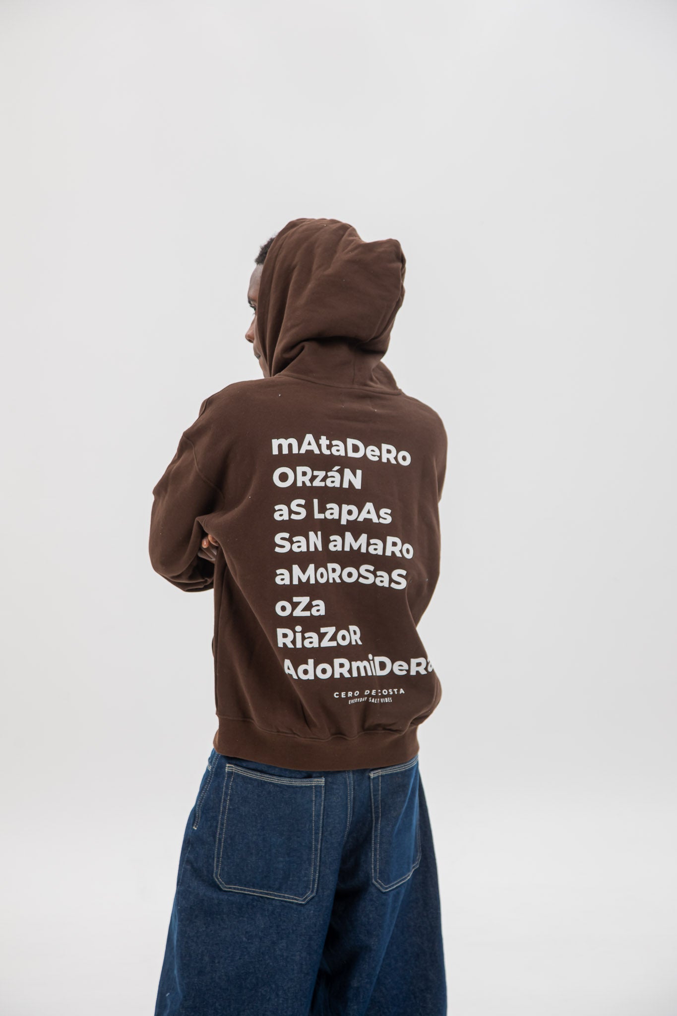 BROWN/BEIGE "A CORUÑA" ZIP-UP HOODIE