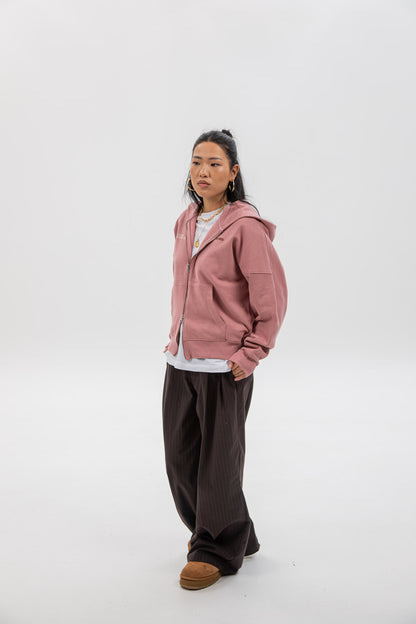 PINK/PINK "PONTEVEDRA" SHORT ZIPPER SWEATSHIRT
