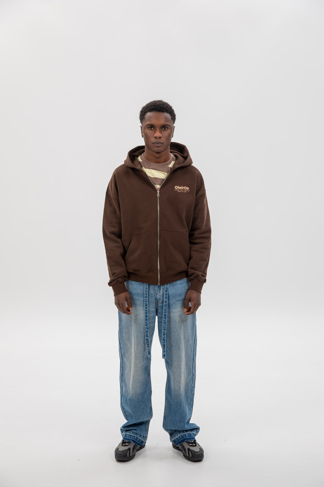BROWN/BEIGE "OLEIROS" ZIP HOODIE