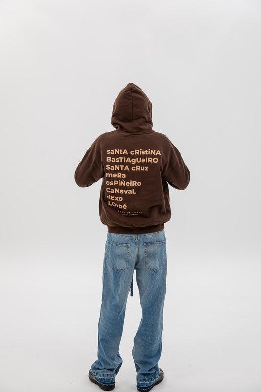 BROWN/BEIGE "OLEIROS" ZIP HOODIE
