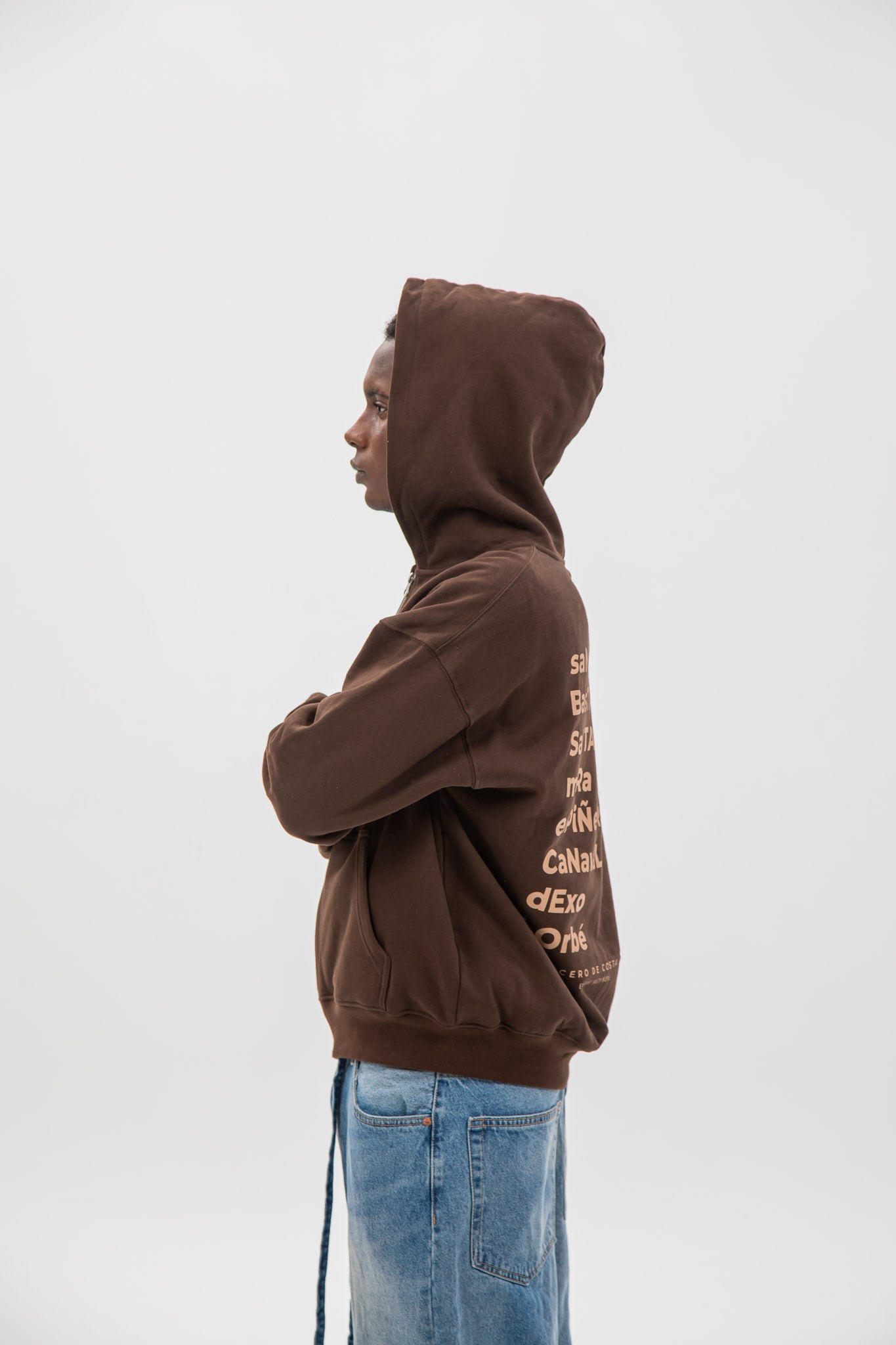 BROWN/BEIGE "OLEIROS" ZIP HOODIE
