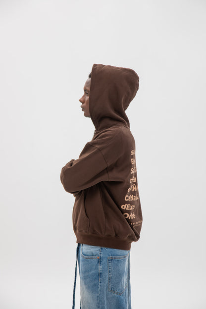 BROWN/BEIGE "OLEIROS" ZIP HOODIE