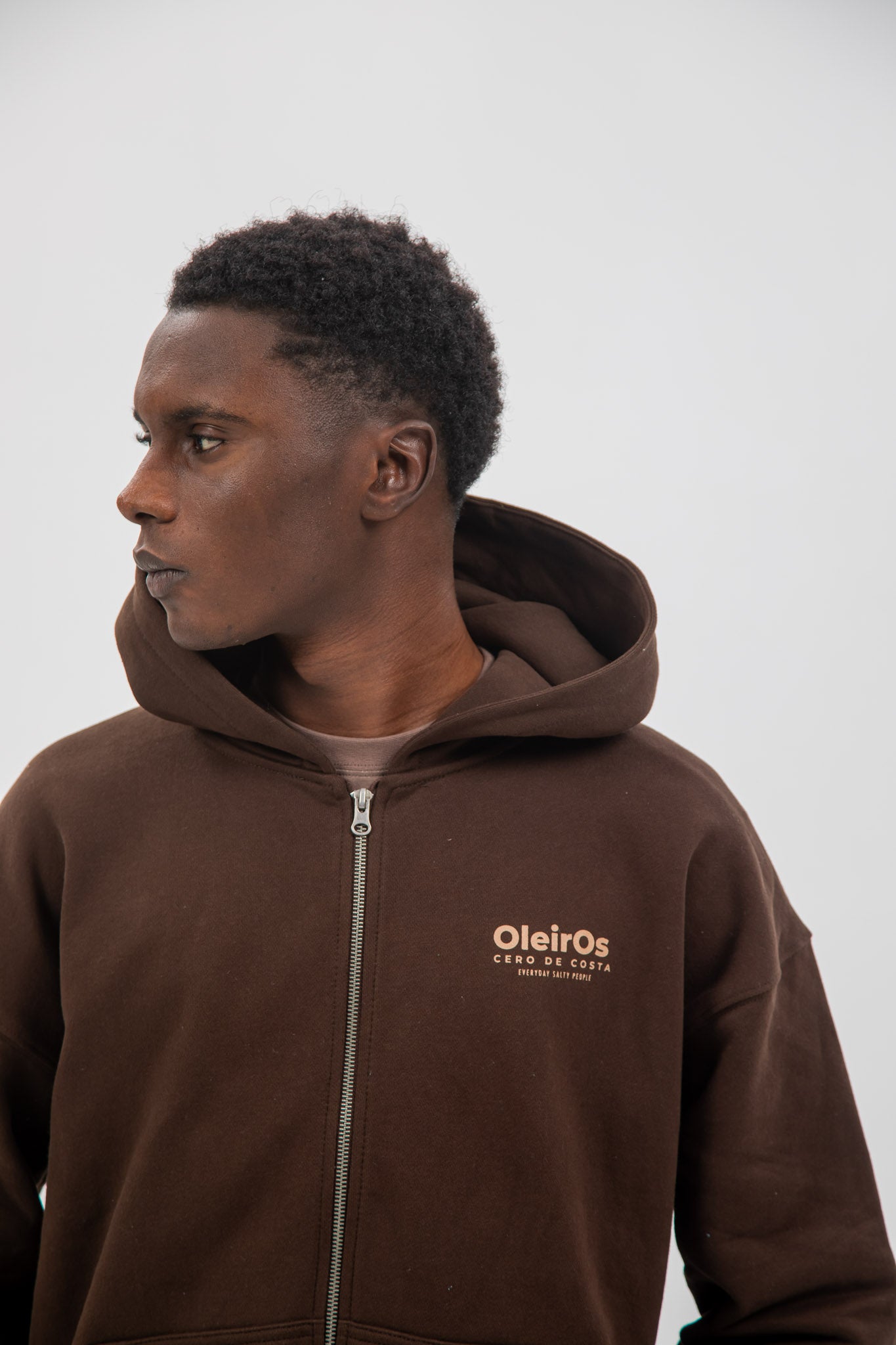 BROWN/BEIGE "OLEIROS" ZIP HOODIE