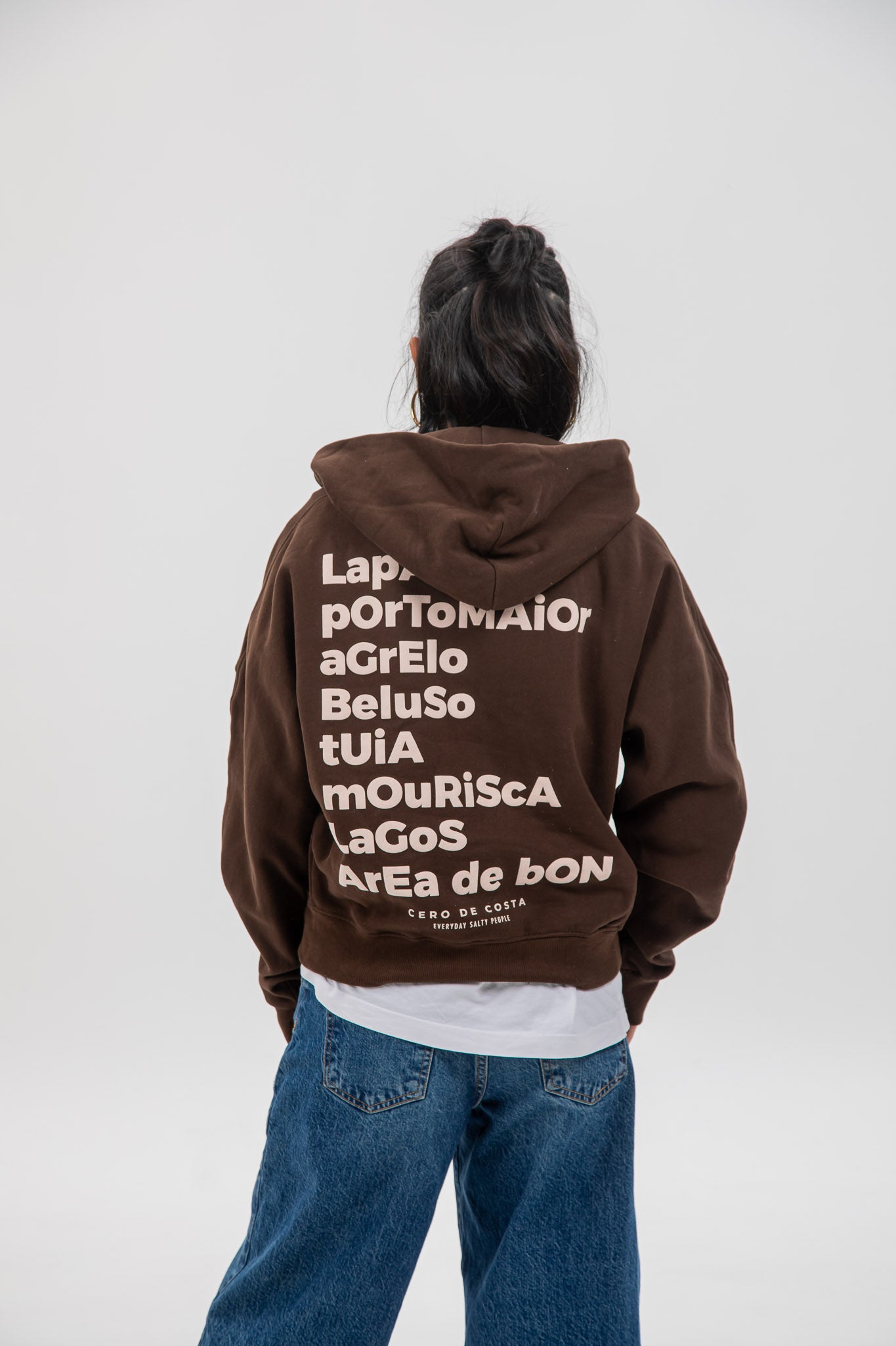 SUDADERA MARRÓN/BEIGE "BUEU" CREMALLERA CORTA