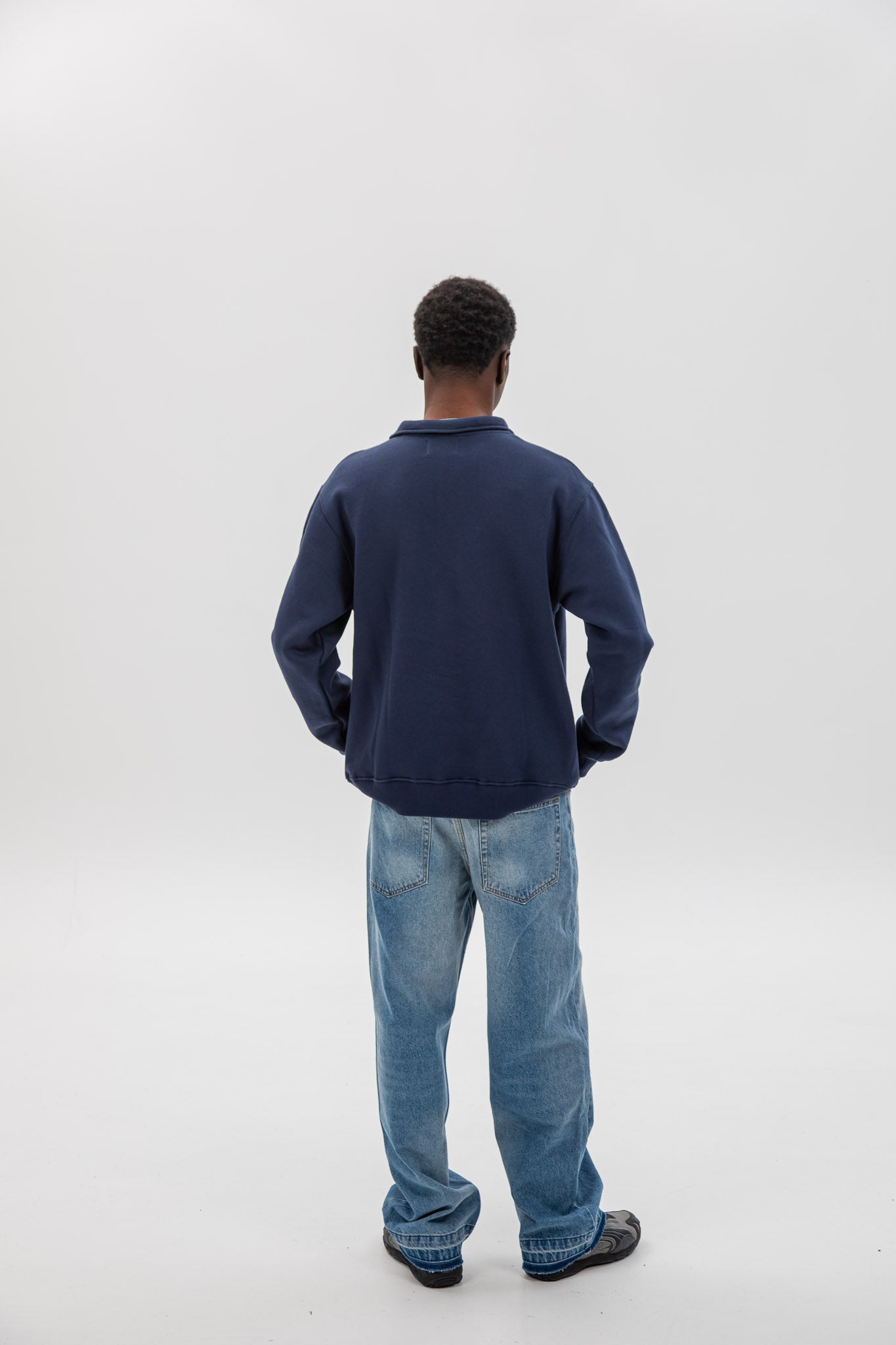 SUDADERA MARINO/BEIGE "LOGO" CREMALLERA MEDIA