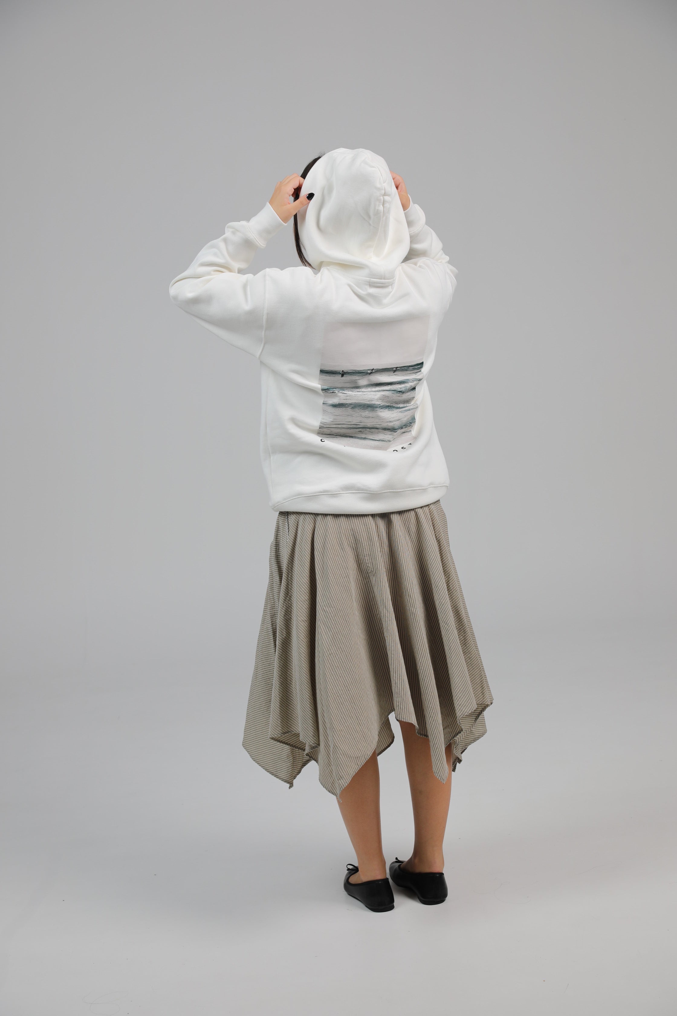 SUDADERA "LA CORUÑA" BLANCO FOTO CON CAPUCHA