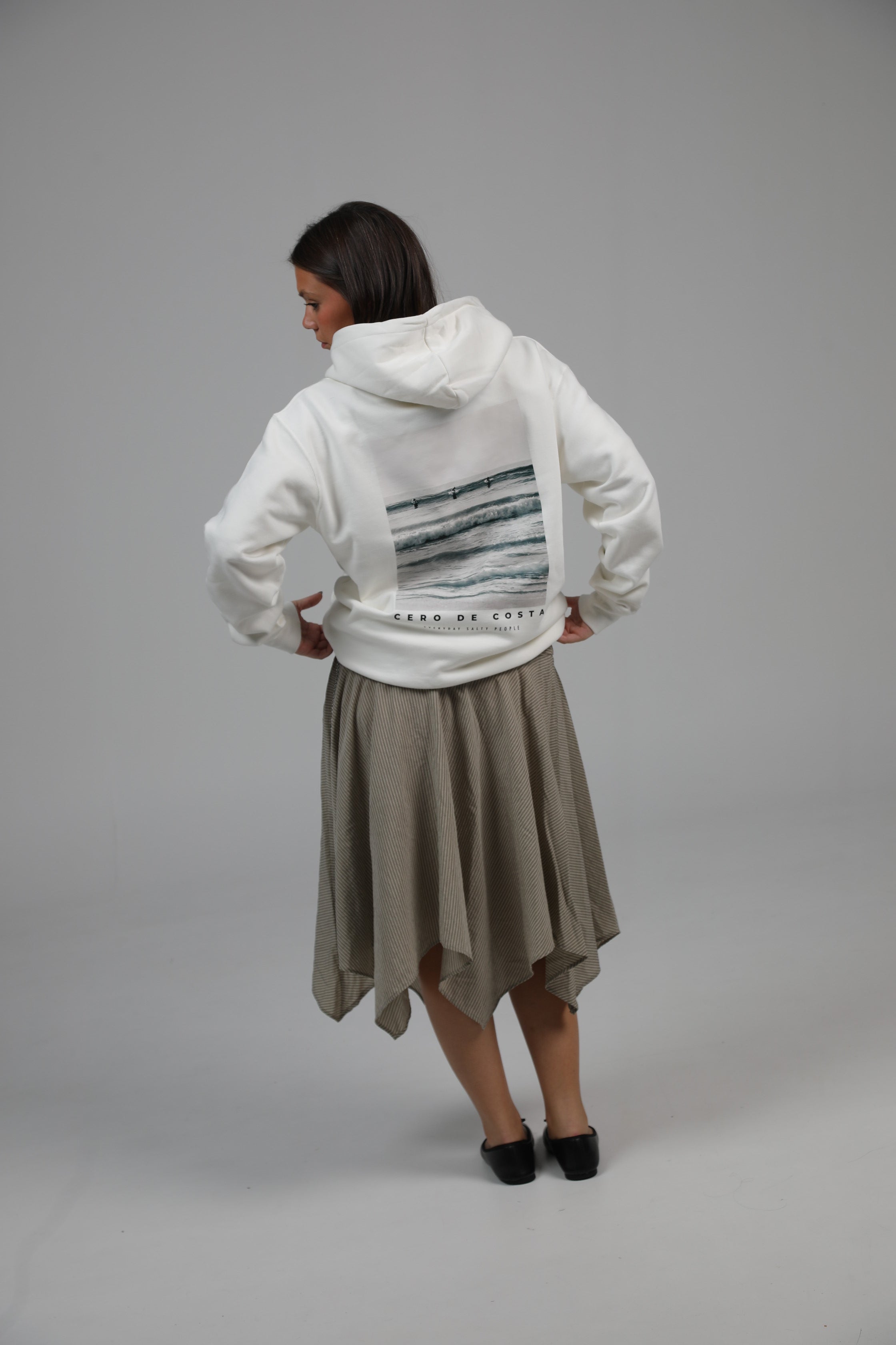 SUDADERA "LA CORUÑA" BLANCO FOTO CON CAPUCHA