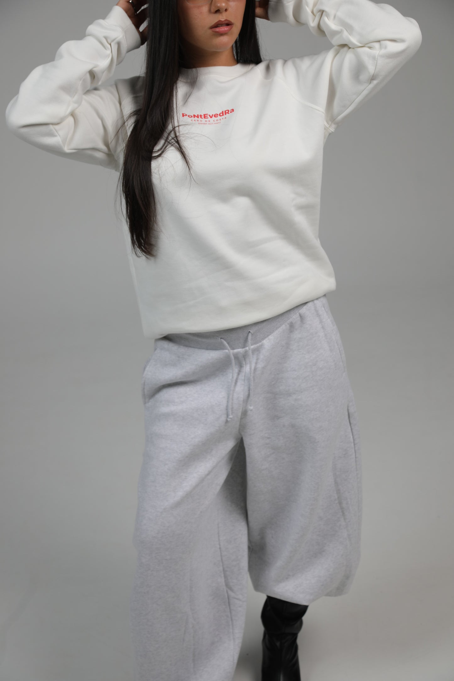 WHITE/SALMON "PONTEVEDRA" SWEATSHIRT
