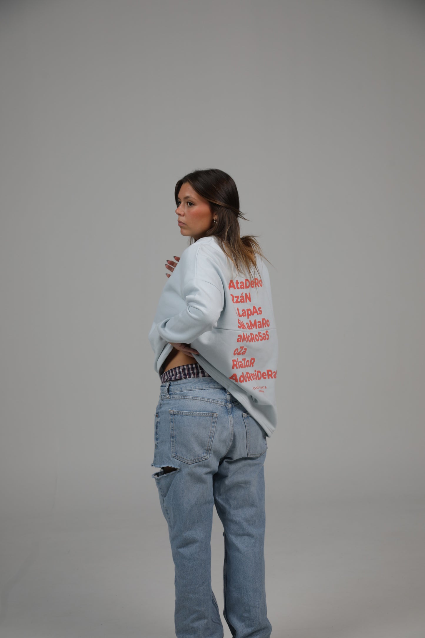 LIGHT BLUE/CORAL SWEATSHIRT "LA CORUÑA" WITHOUT BORDER