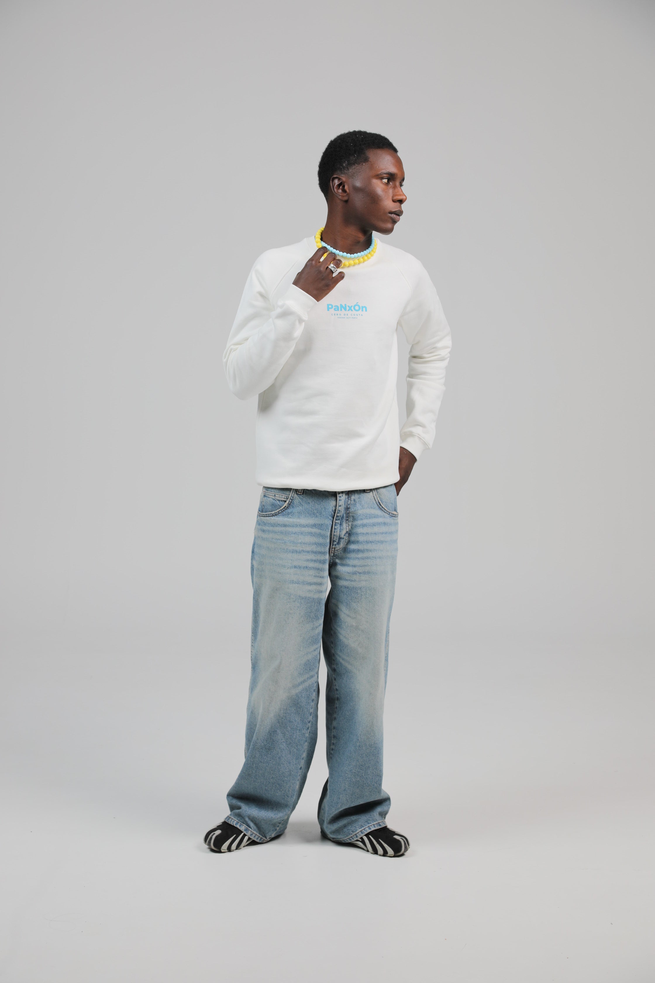 SUDADERA "PANXÓN" BLANCO/CELESTE