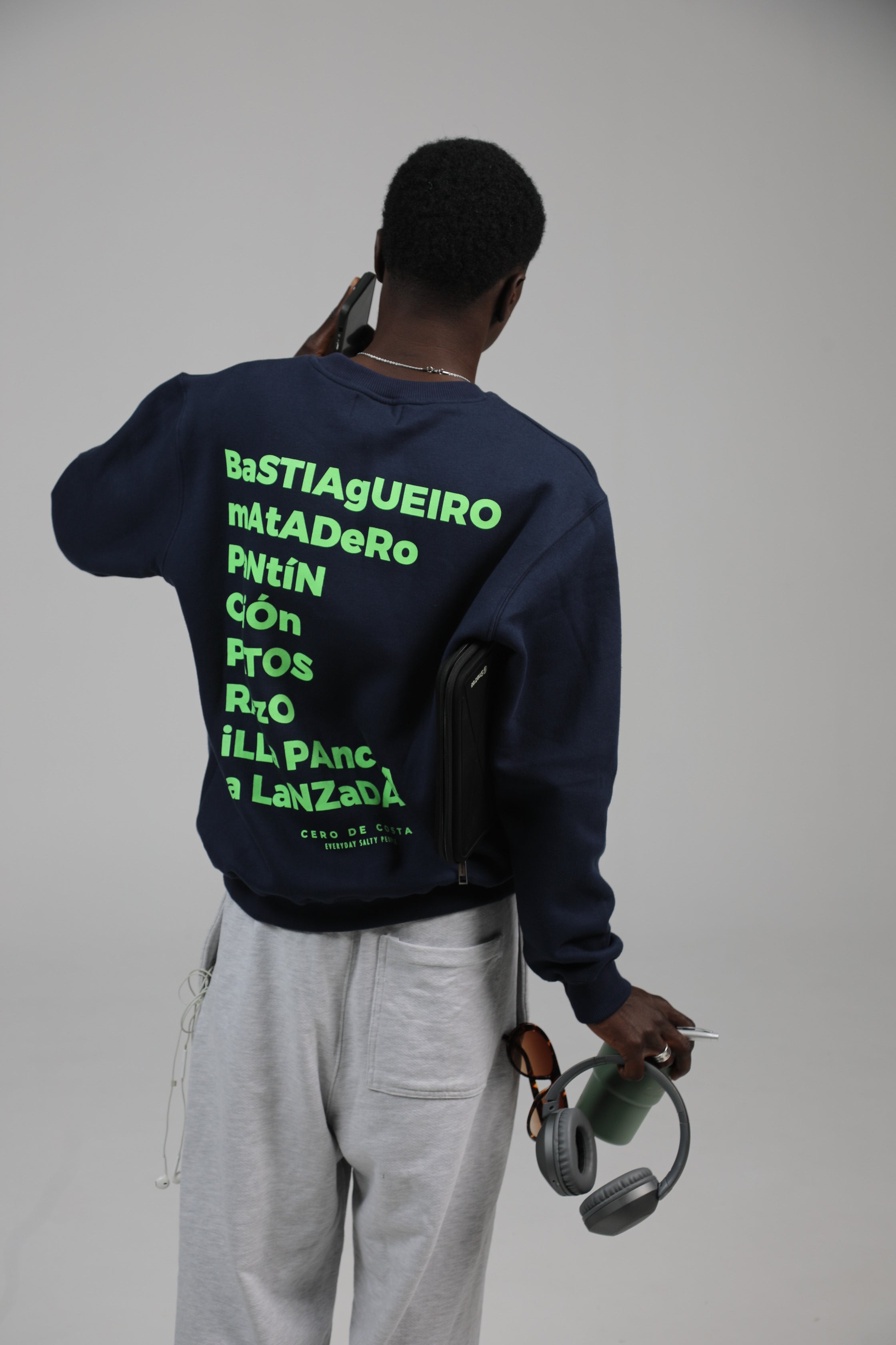 SUDADERA MARINO/VERDE FLÚOR CERO DE COSTA PLAYAS SURF