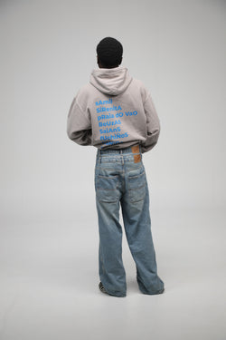 SUDADERA GRIS/AZUL "VIGO" CON CAPUCHA