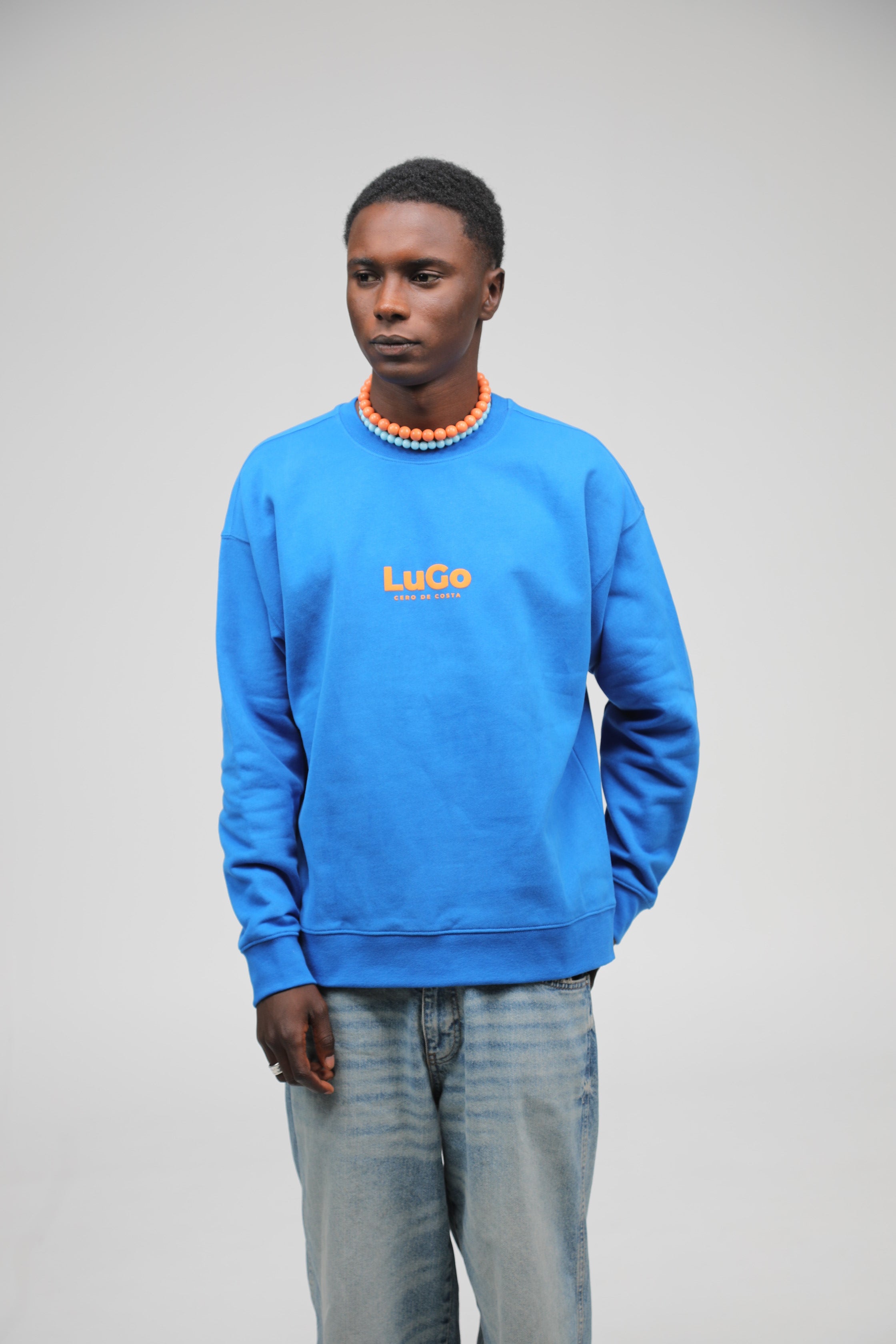SUDADERA LUGO AZUL/NARANJA