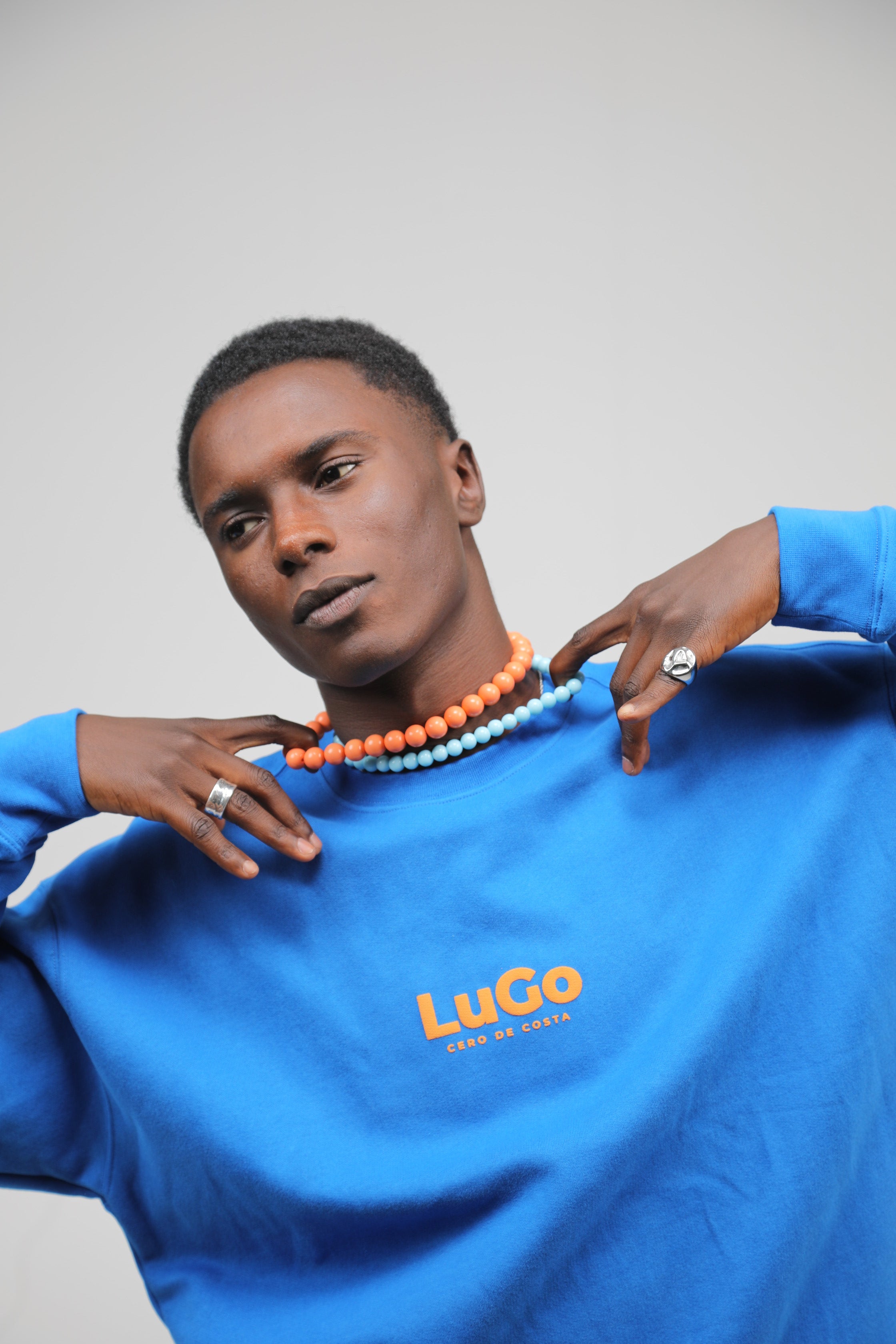 SUDADERA LUGO AZUL/NARANJA