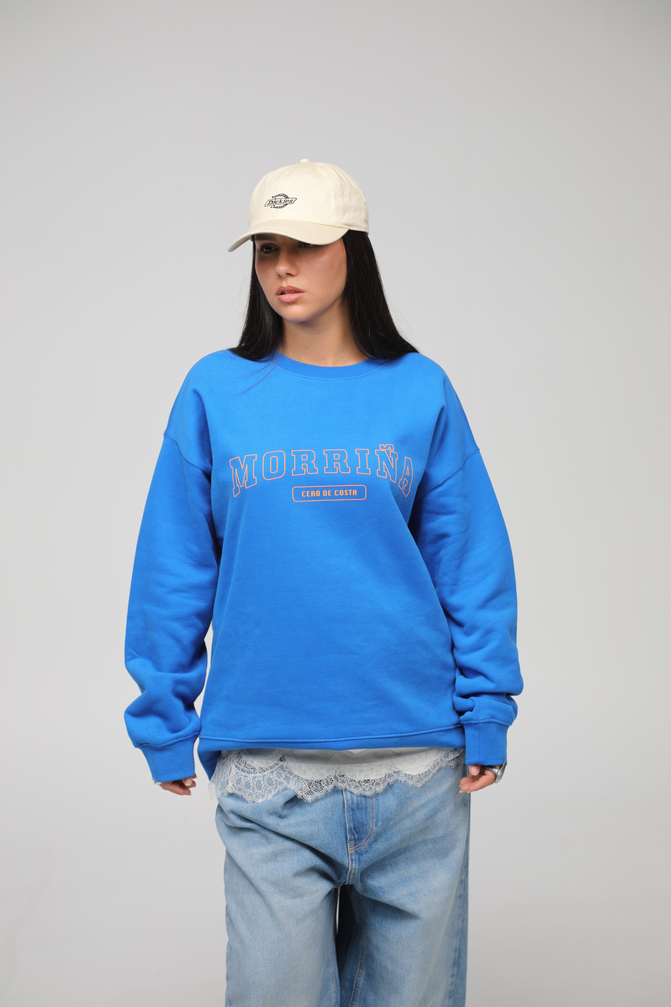 SUDADERA MORRIÑA AZUL/NARANJA