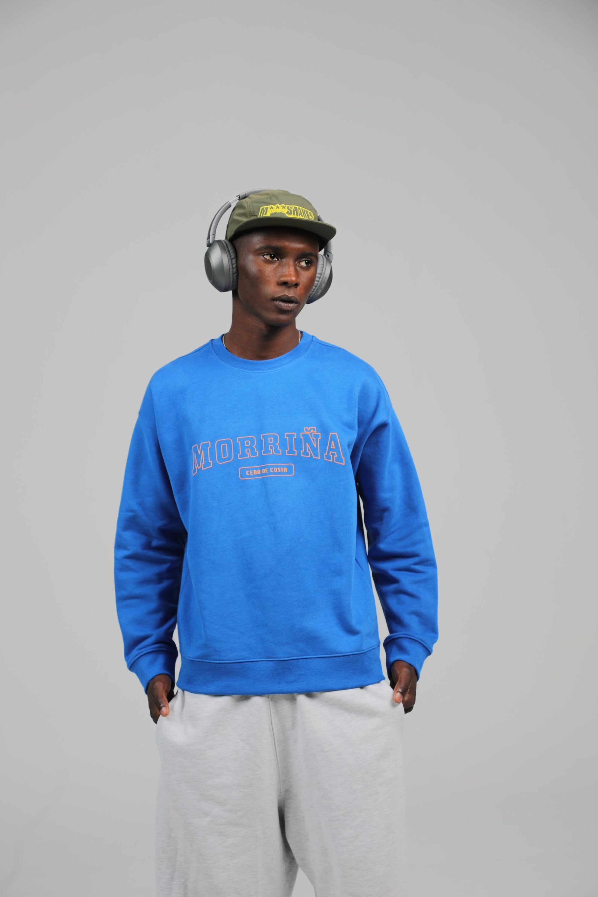SUDADERA MORRIÑA AZUL/NARANJA