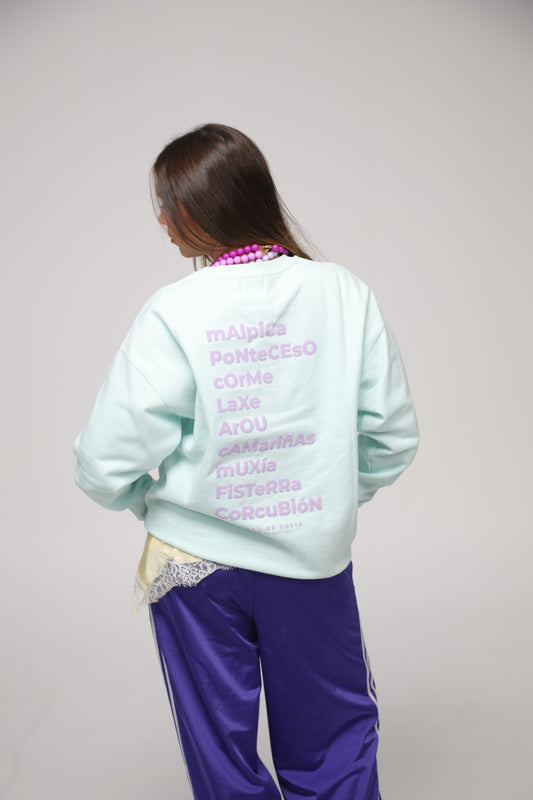 AQUA/LILAC SWEATSHIRT "THE LIGHTHOUSES"