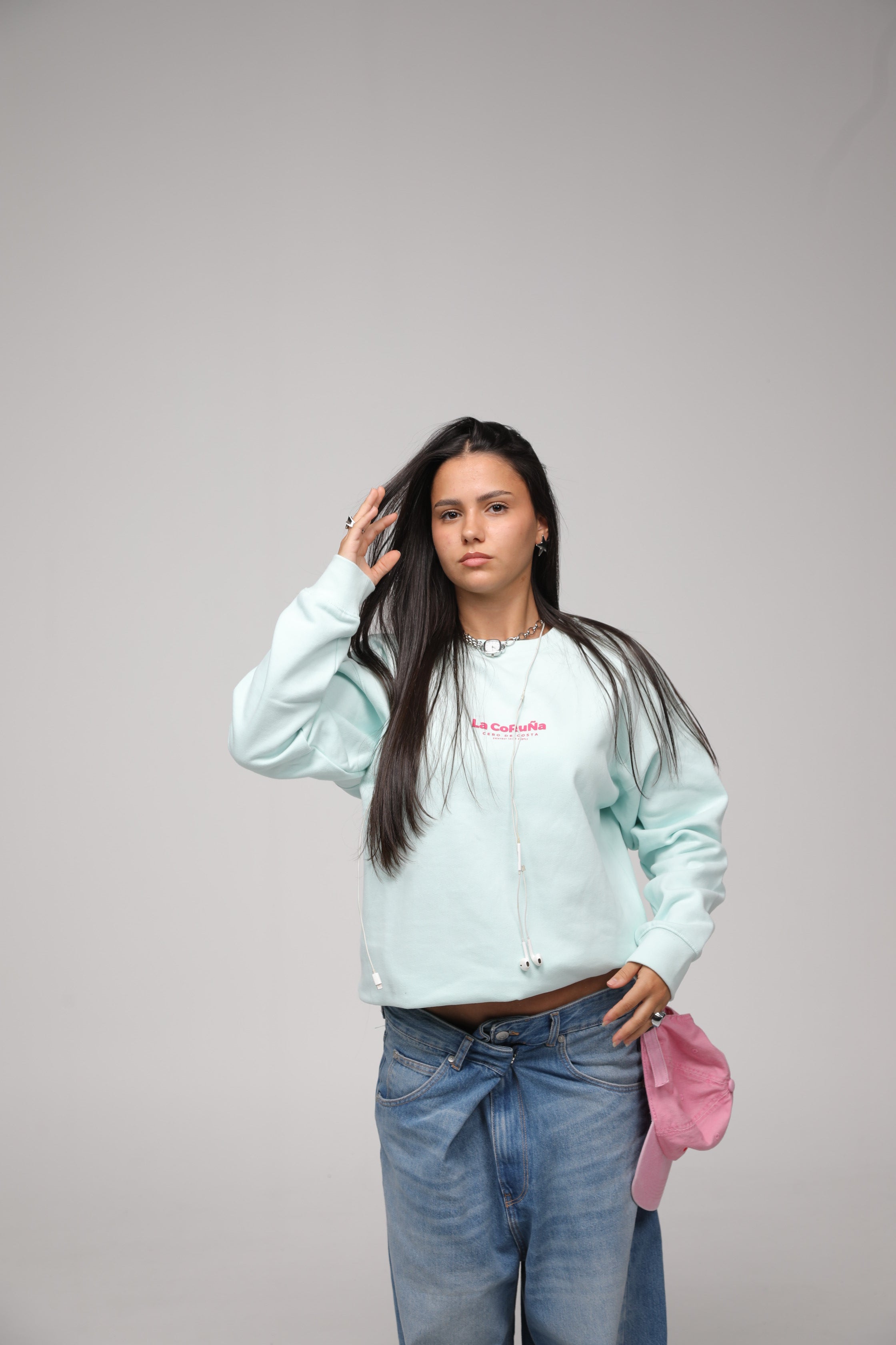 SUDADERA LA CORUÑA VERDE AGUA/FUCSIA