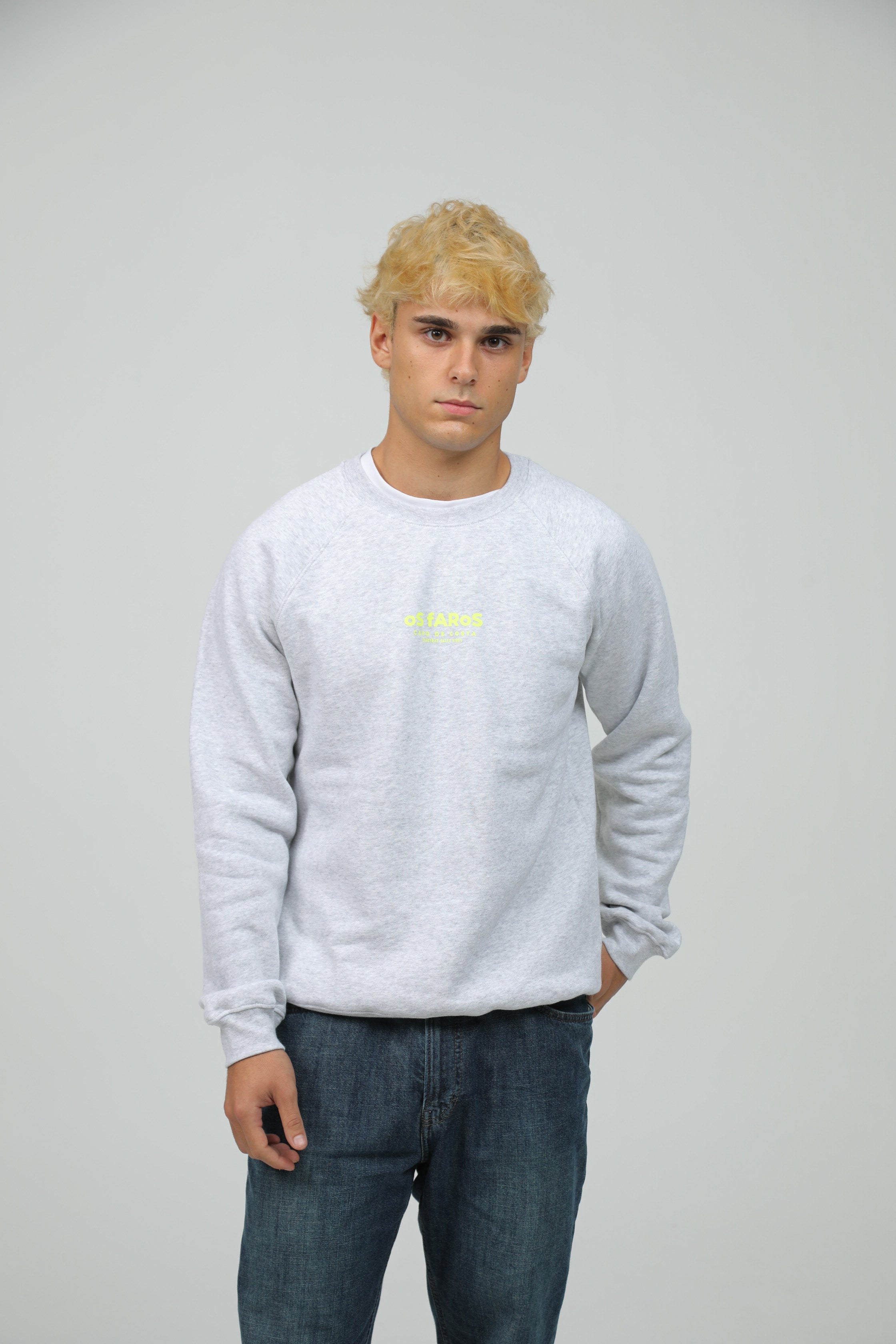 SUDADERA "OS FAROS" GRIS/FLÚOR