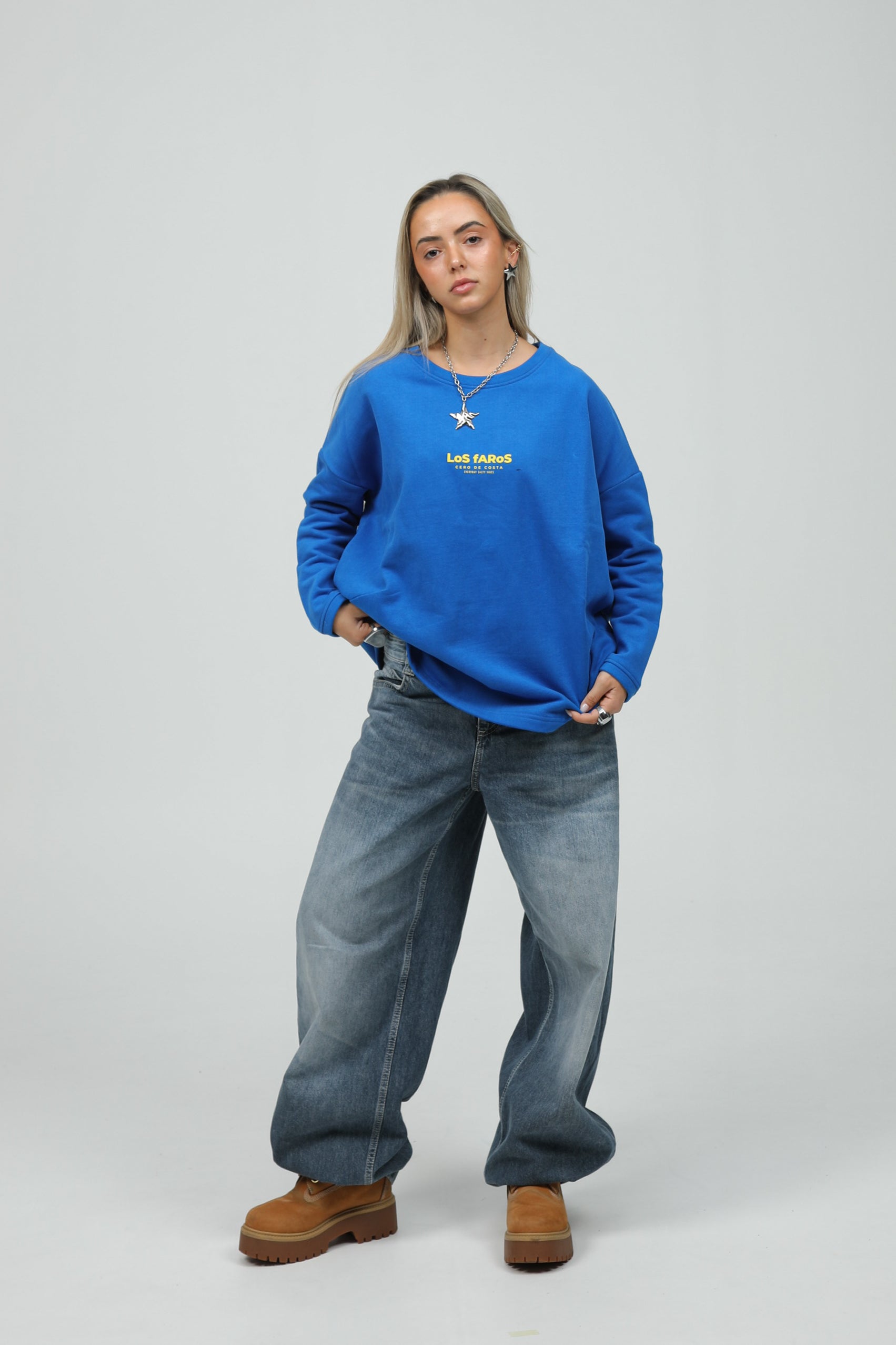 SUDADERA OS FAROS SIN CENEFA AZUL/AMARILLO