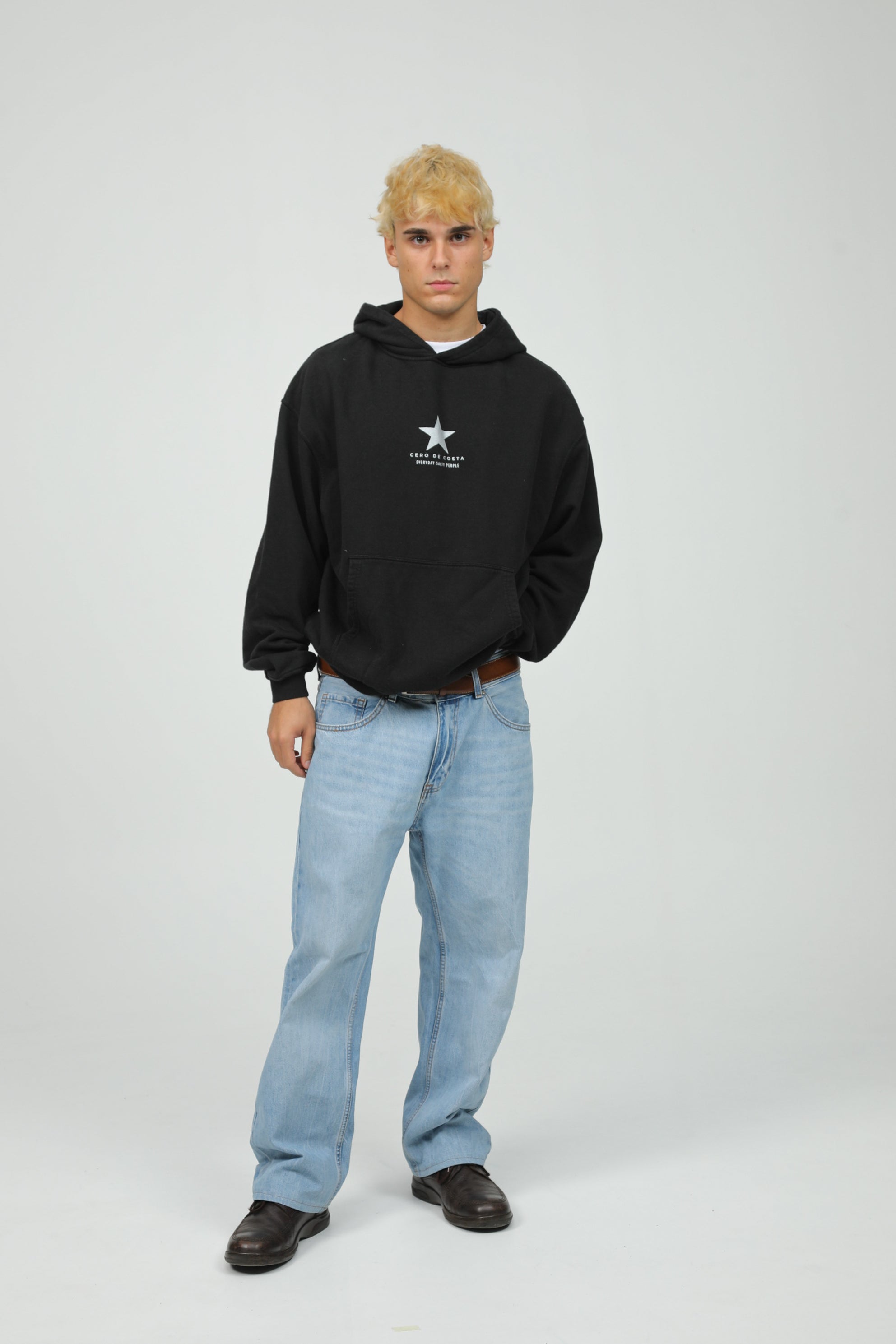 SUDADERA NEGRO/PLATA PLAYAS SURF ESTRELLA CON CAPUCHA