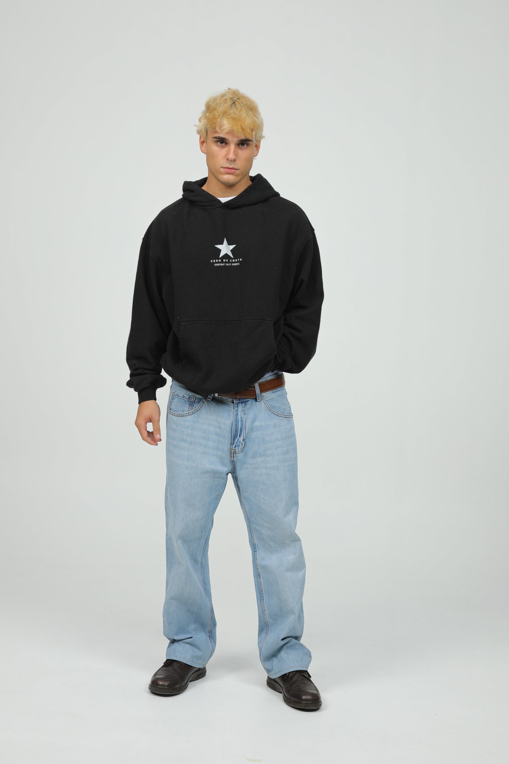 SUDADERA NEGRO/PLATA PLAYAS SURF ESTRELLA CON CAPUCHA