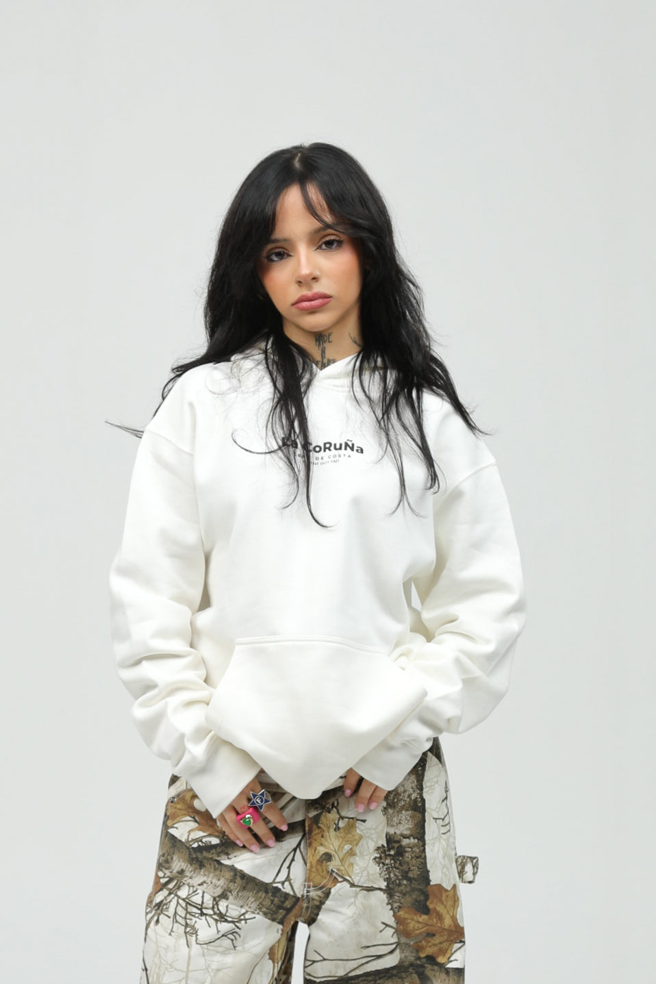 SUDADERA "LA CORUÑA" BLANCO FOTO CON CAPUCHA