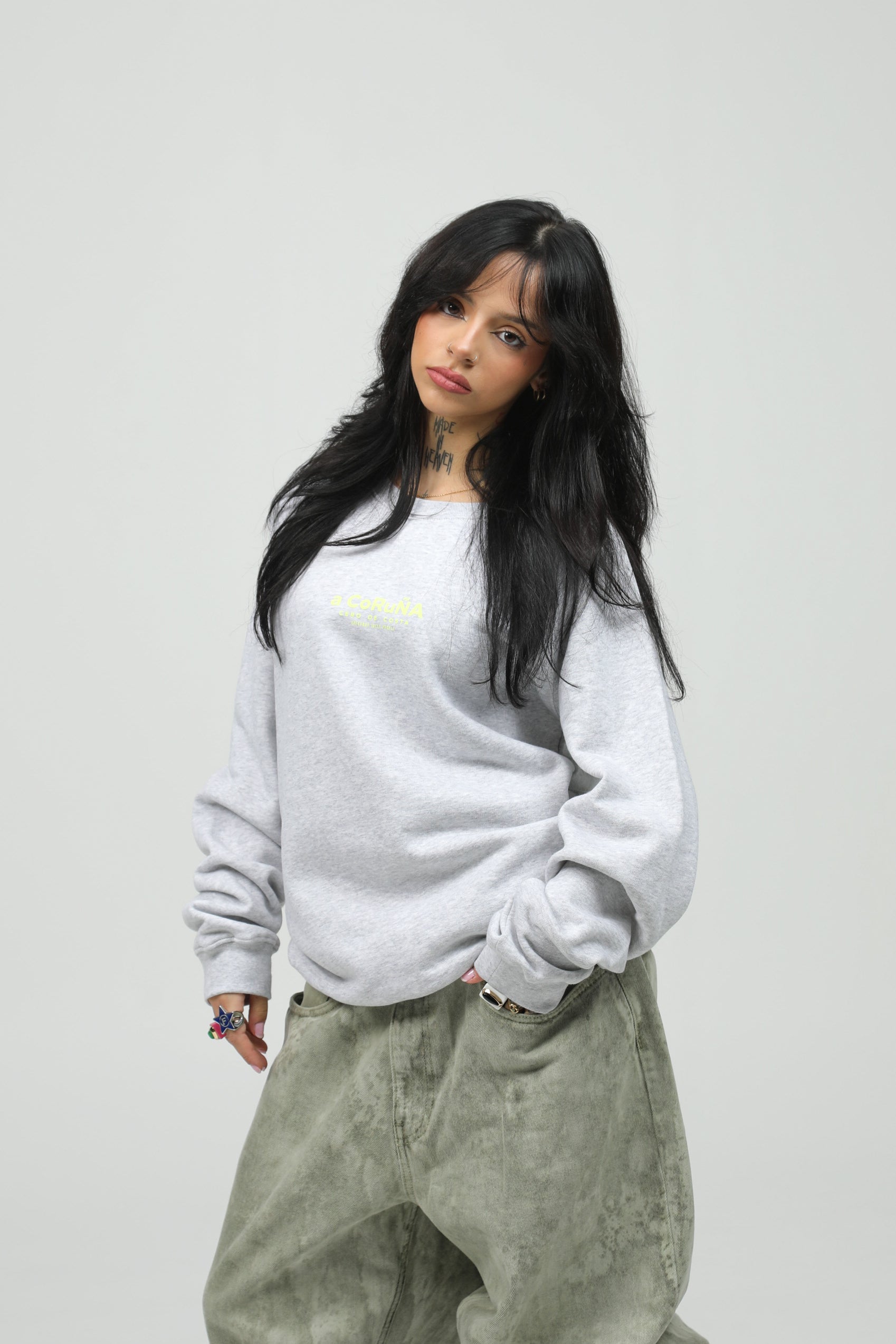 SUDADERA "A CORUÑA" GRIS/FLÚOR