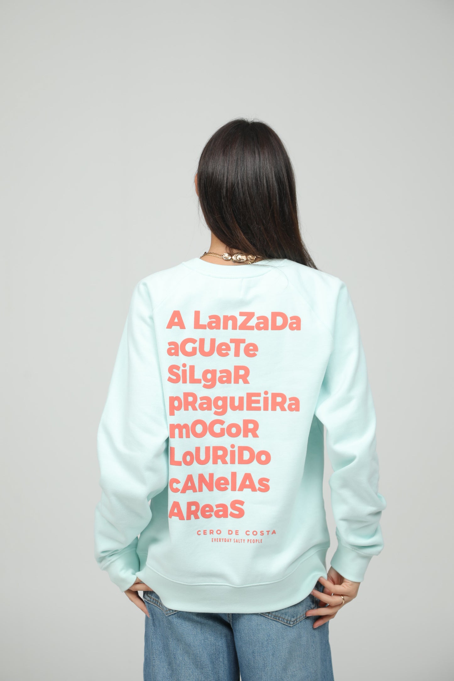 "PONTEVEDRA" GREEN-AQUA/CORAL SWEATSHIRT
