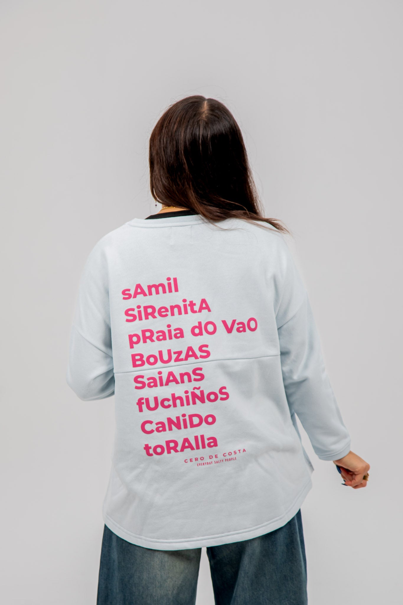 SUDADERA VIGO SIN CENEFA CELESTE/ROSA OVERSIZE