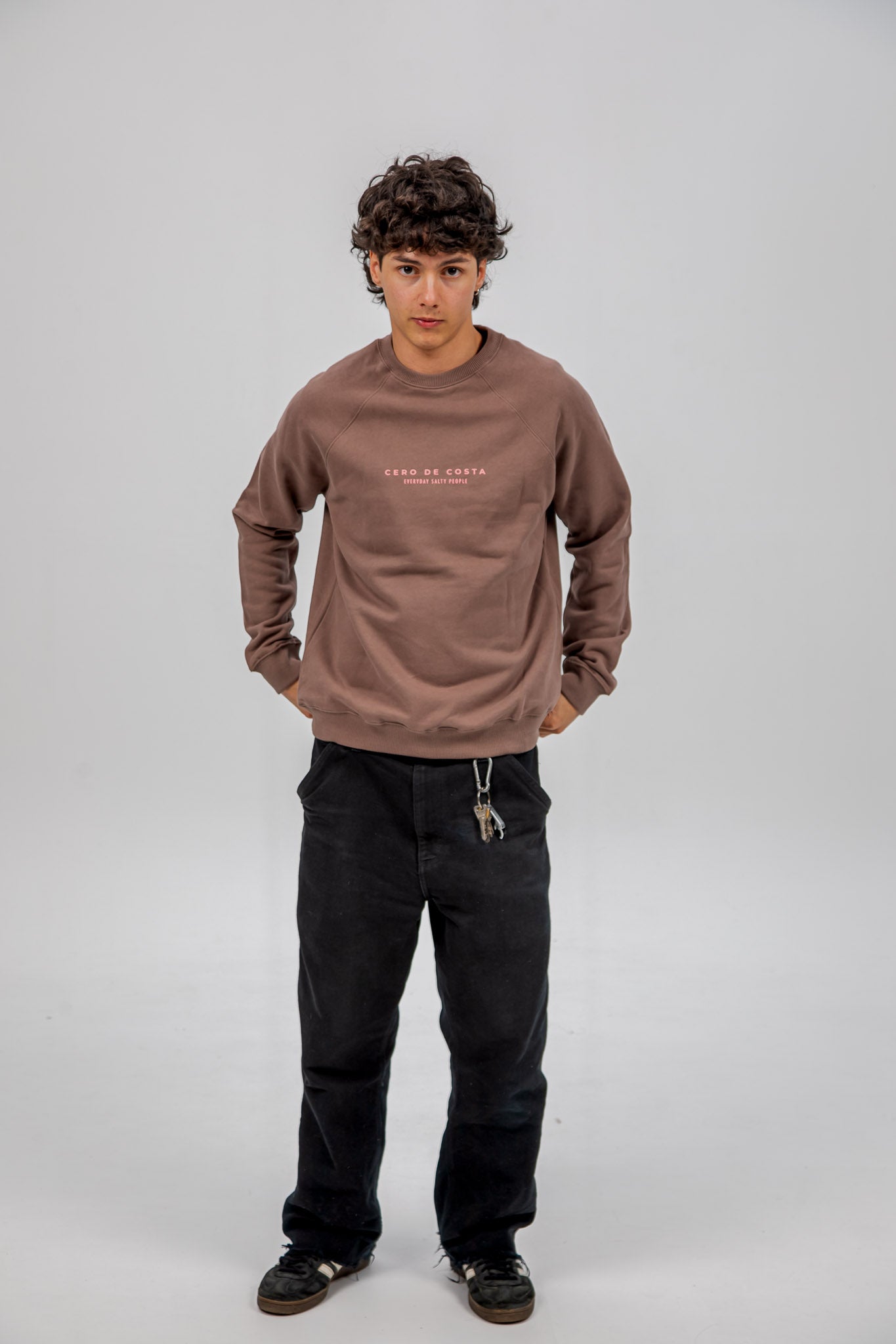 SUDADERA MARRÓN/ROSA "VIGO"