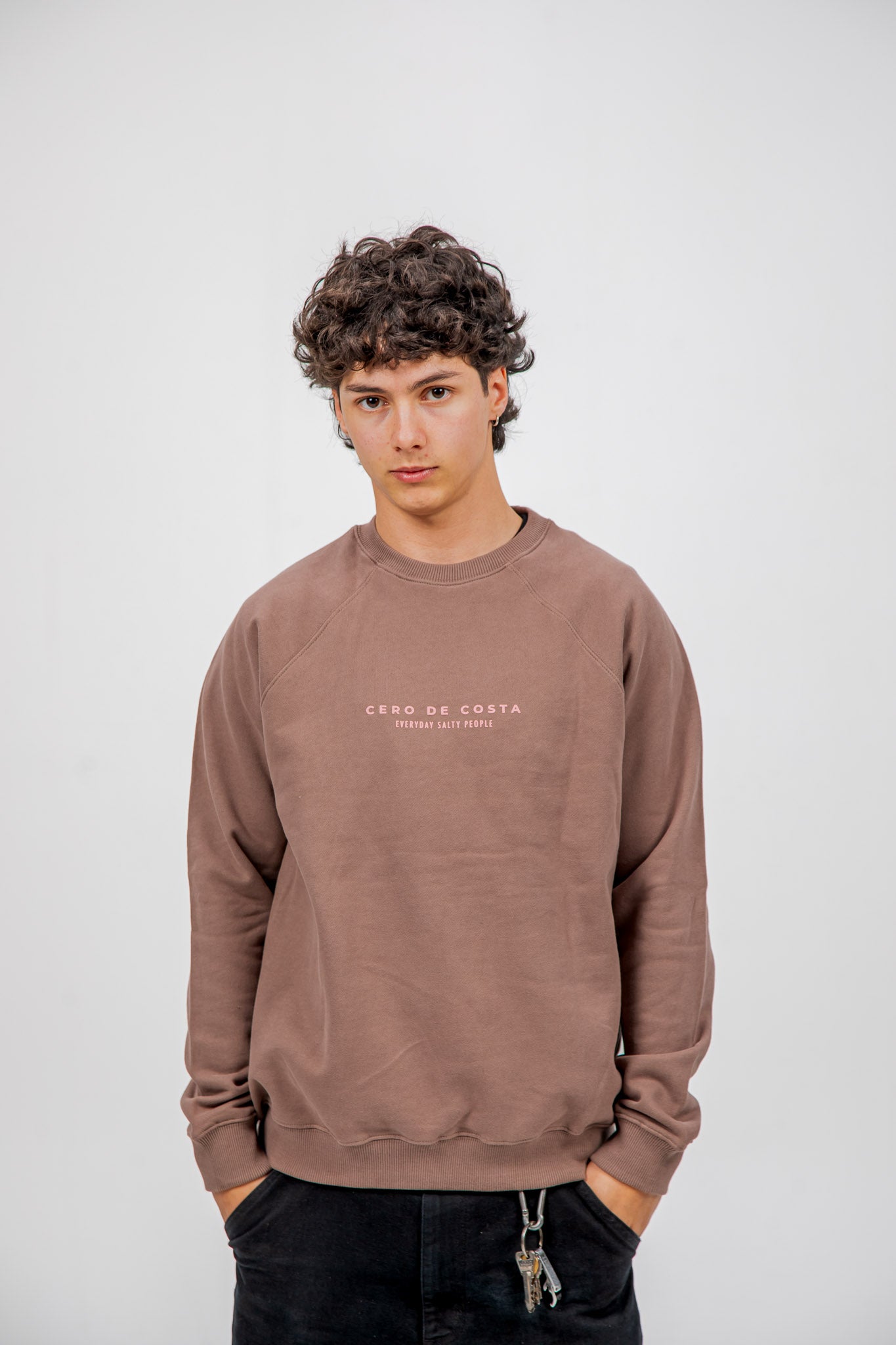 SUDADERA MARRÓN/ROSA "VIGO"