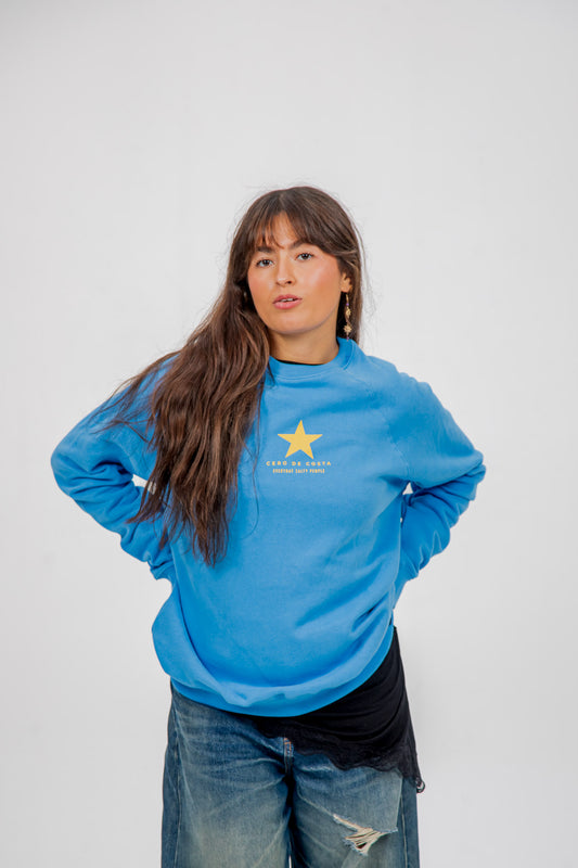 BLUE-CHALK/YELLOW "BAIONA" STAR SWEATSHIRT