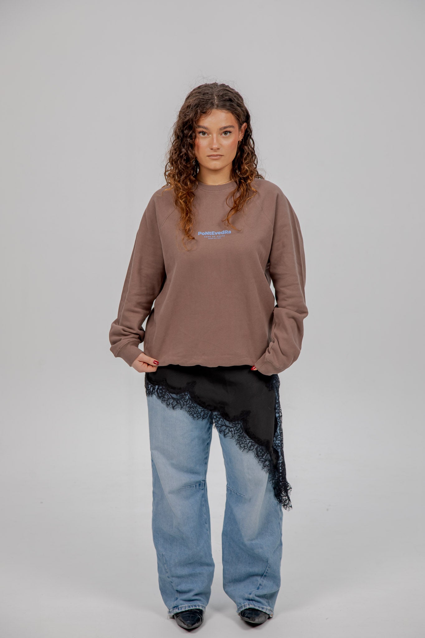 SUDADERA MARRÓN/CELESTE "PONTEVEDRA"