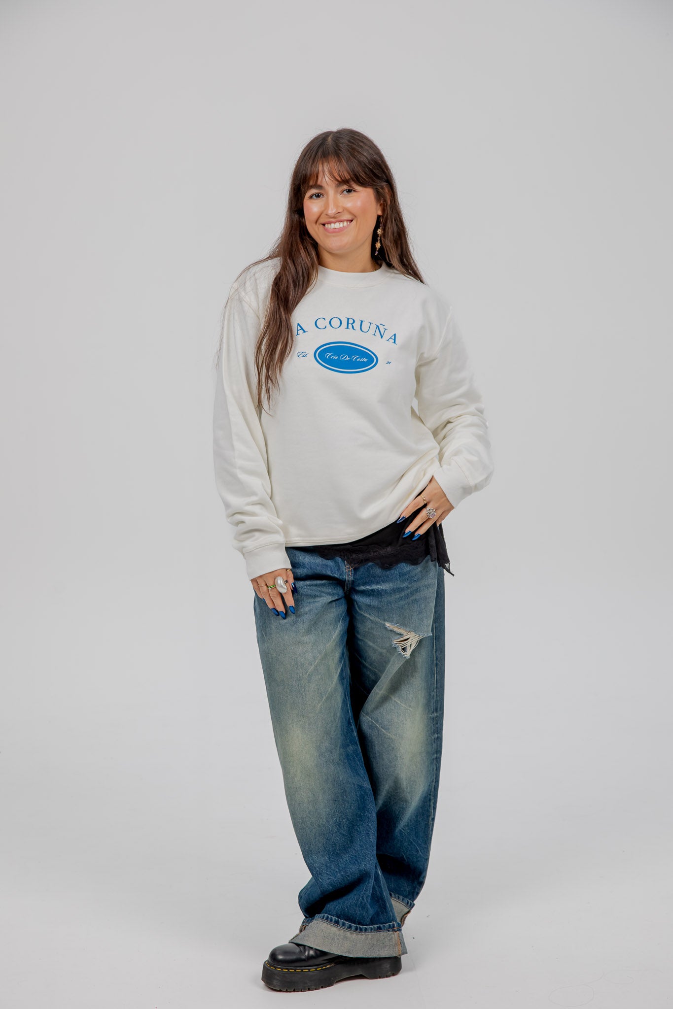 WHITE SWEATSHIRT/SC "A CORUÑA PHOTO SUPERKARMEN"
