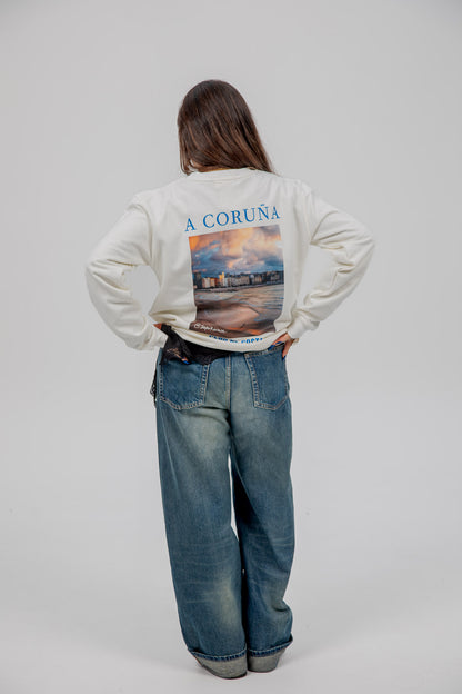 WHITE SWEATSHIRT/SC "A CORUÑA PHOTO SUPERKARMEN"