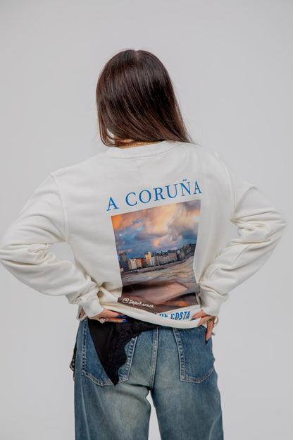 WHITE SWEATSHIRT/SC "A CORUÑA PHOTO SUPERKARMEN"
