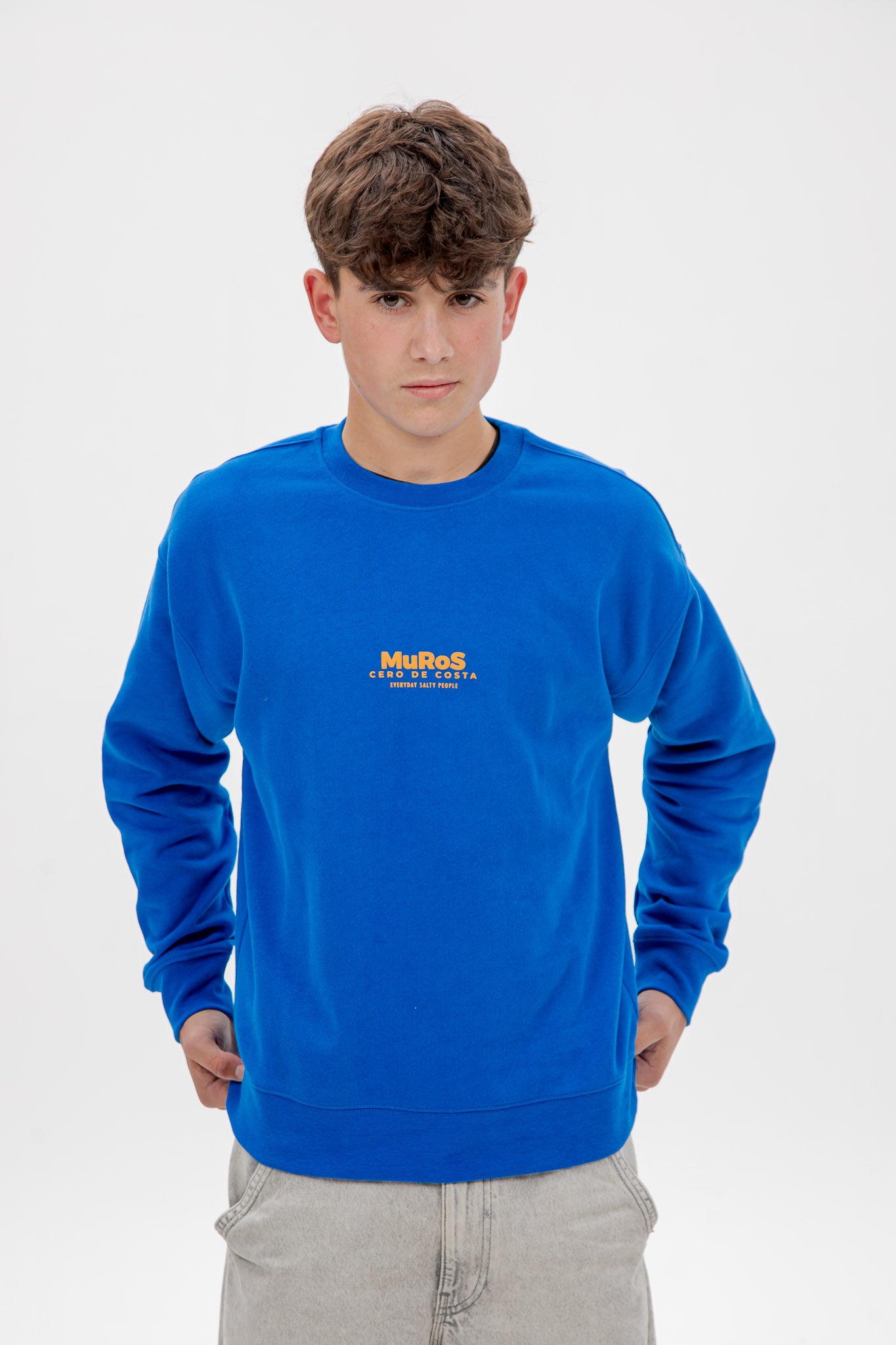SUDADERA MUROS AZUL/NARANJA