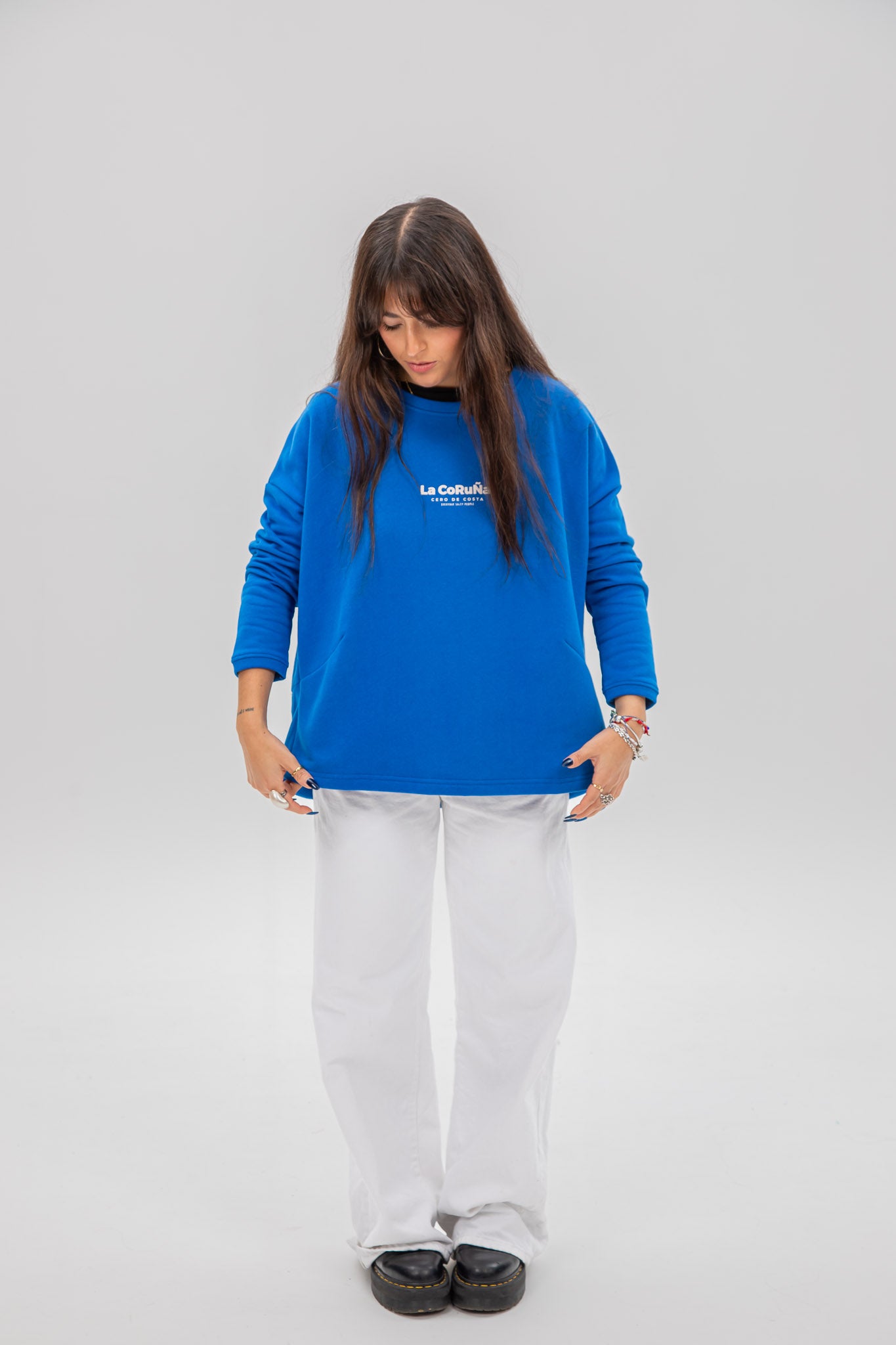 SUDADERA LA CORUÑA SIN CENEFA AZUL/BLANCO
