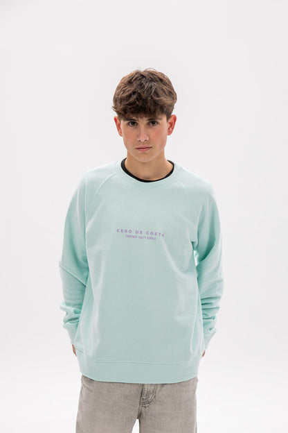 GREEN-AQUA/LILAC SWEATSHIRT "ZERO COASTAL BEACHES SURF"
