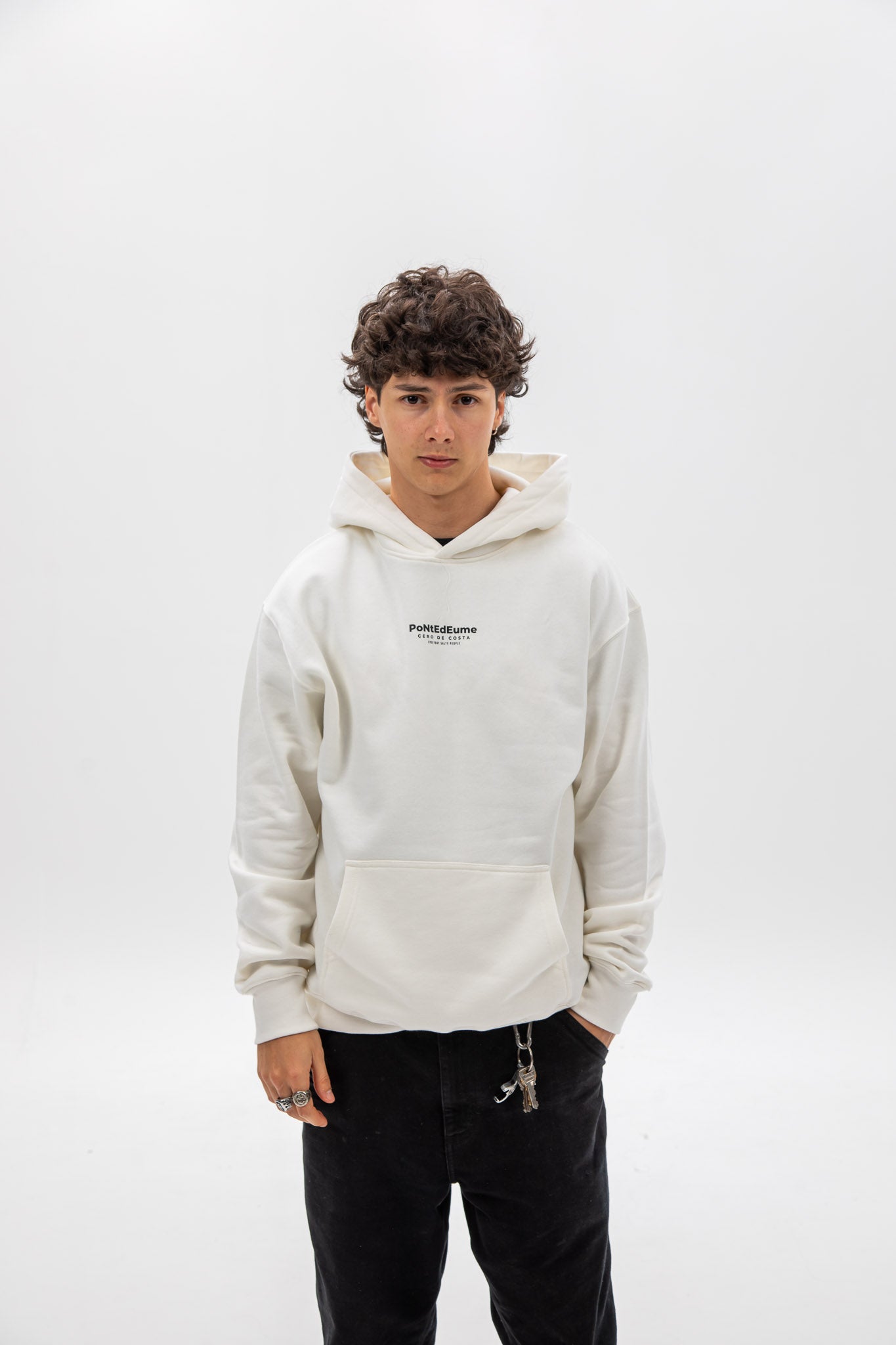 SUDADERA "PONTEDEUME" BLANCO FOTO CON CAPUCHA
