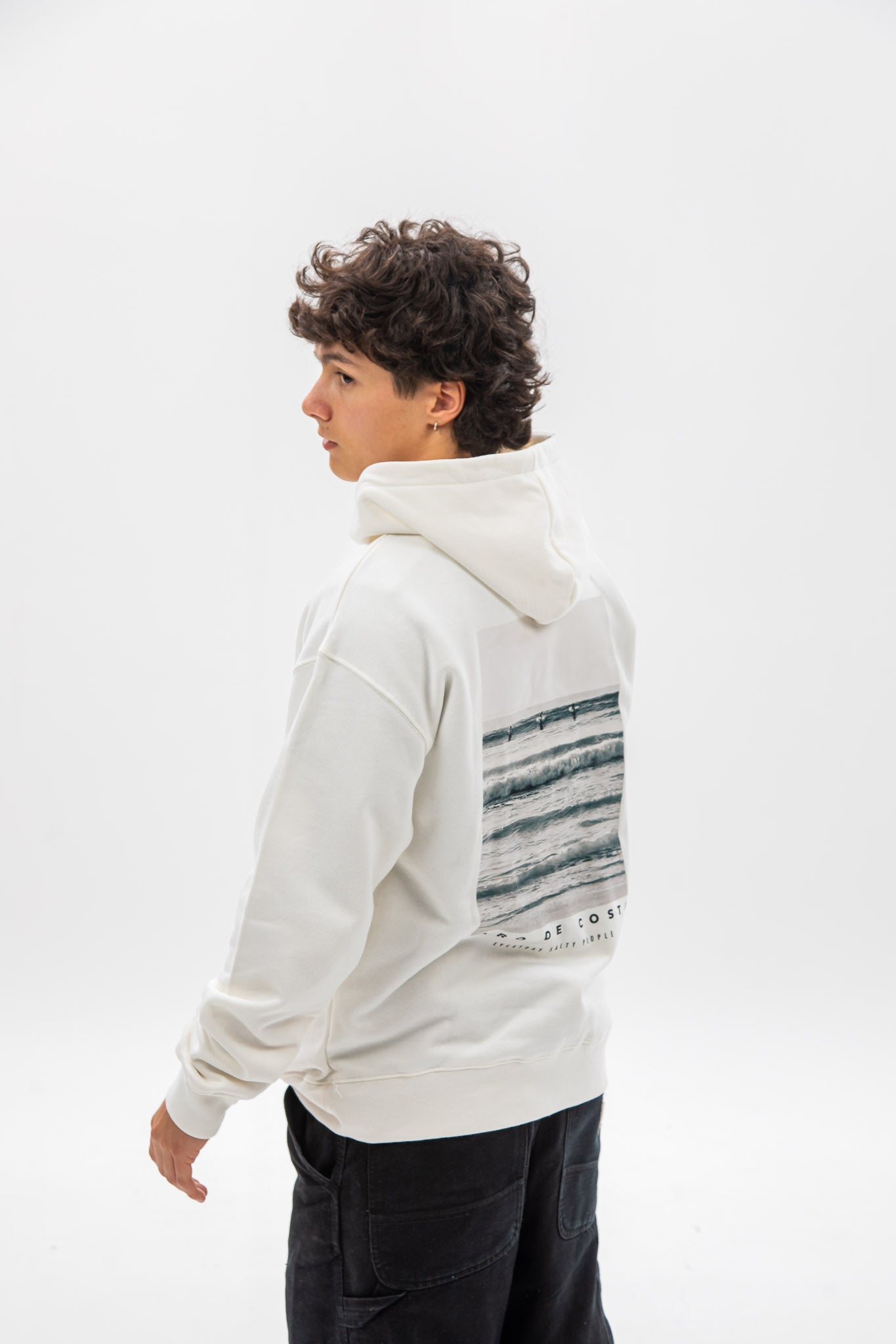 SUDADERA "PONTEDEUME" BLANCO FOTO CON CAPUCHA