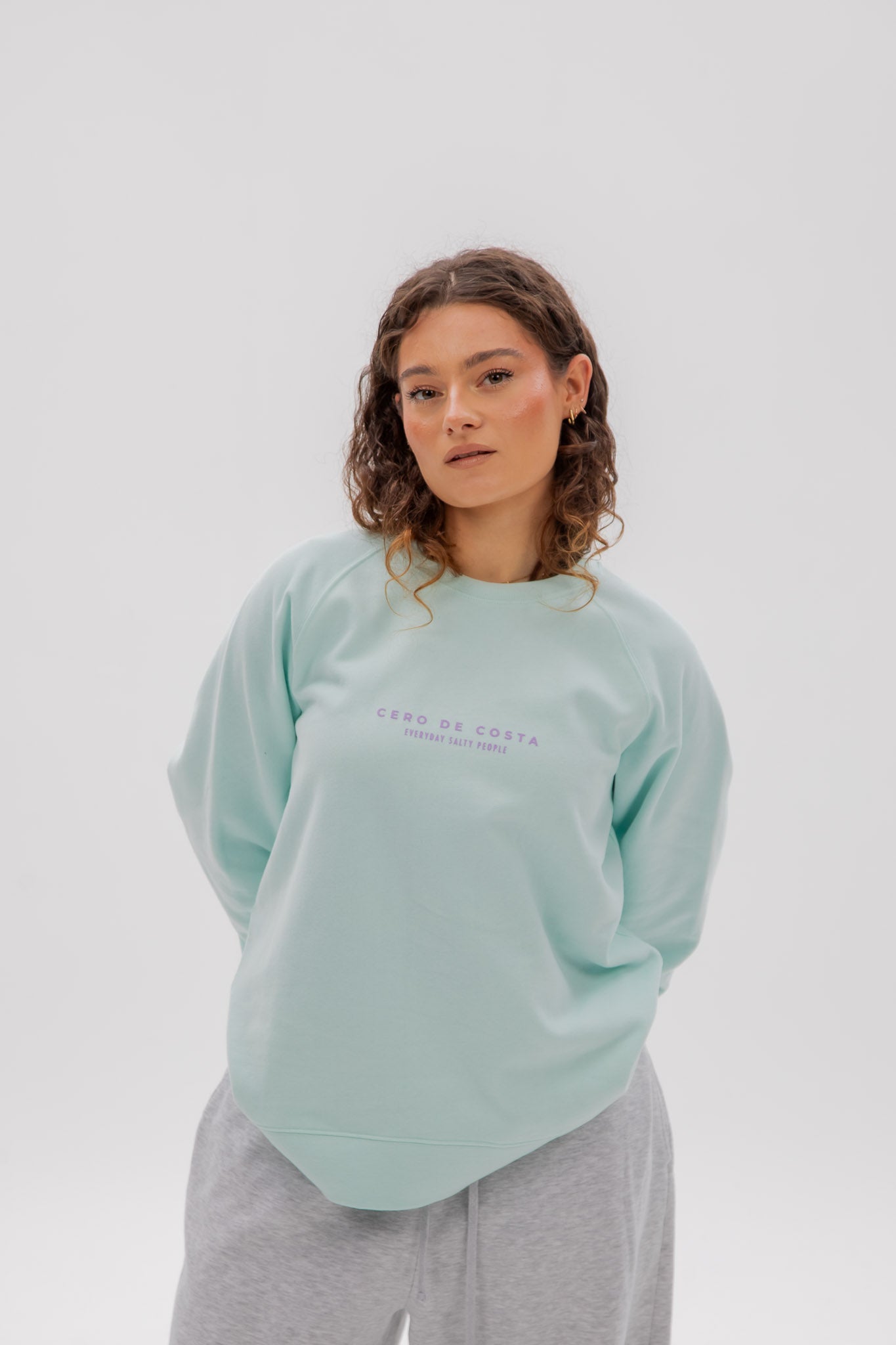GREEN-AQUA/LILAC SWEATSHIRT "ZERO COASTAL BEACHES SURF"