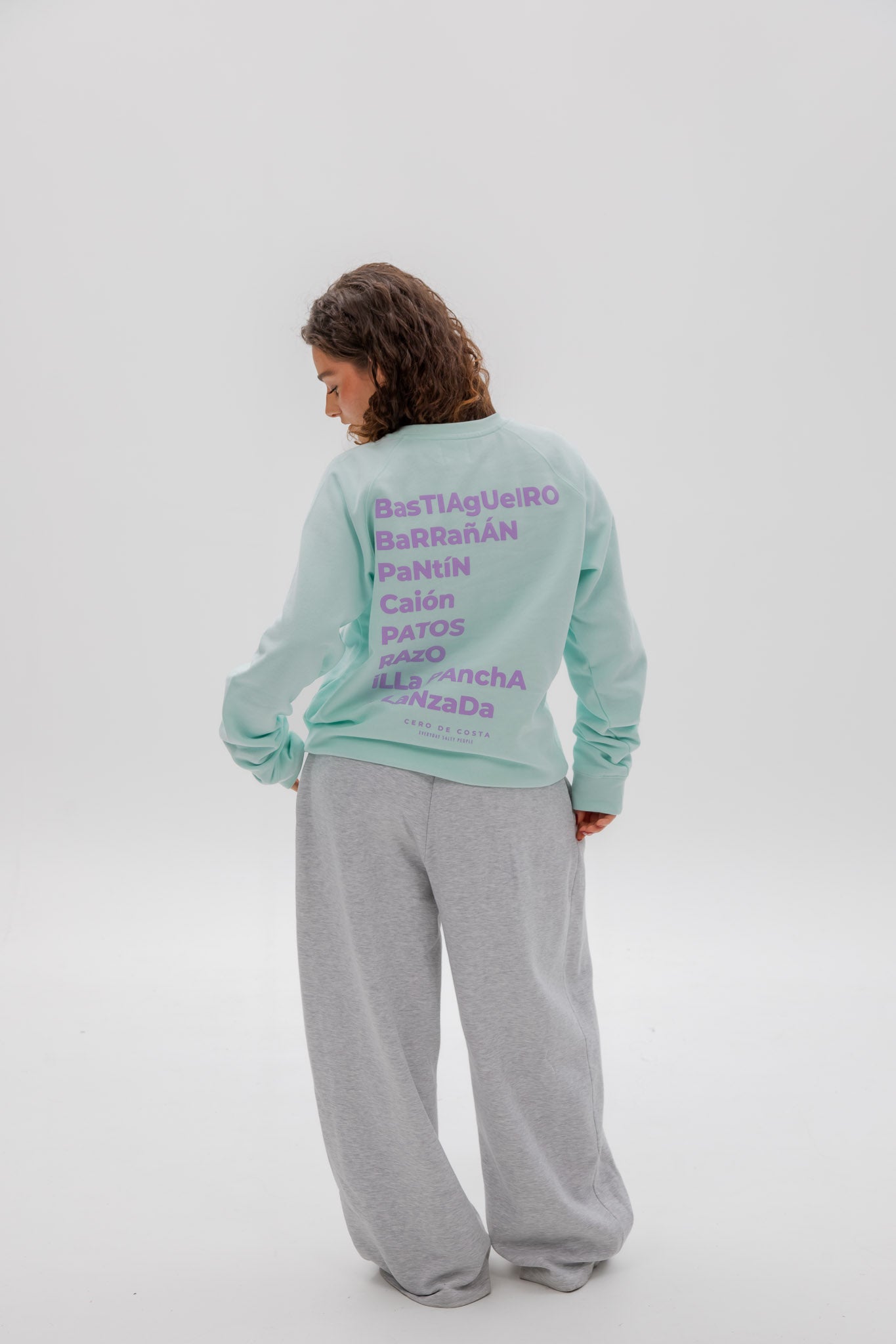 GREEN-AQUA/LILAC SWEATSHIRT "ZERO COASTAL BEACHES SURF"