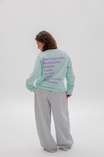 GREEN-AQUA/LILAC SWEATSHIRT "ZERO COASTAL BEACHES SURF"