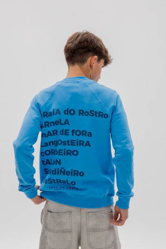 SUDADERA AZUL-TIZA/MARINO "FIN DO MUNDO"